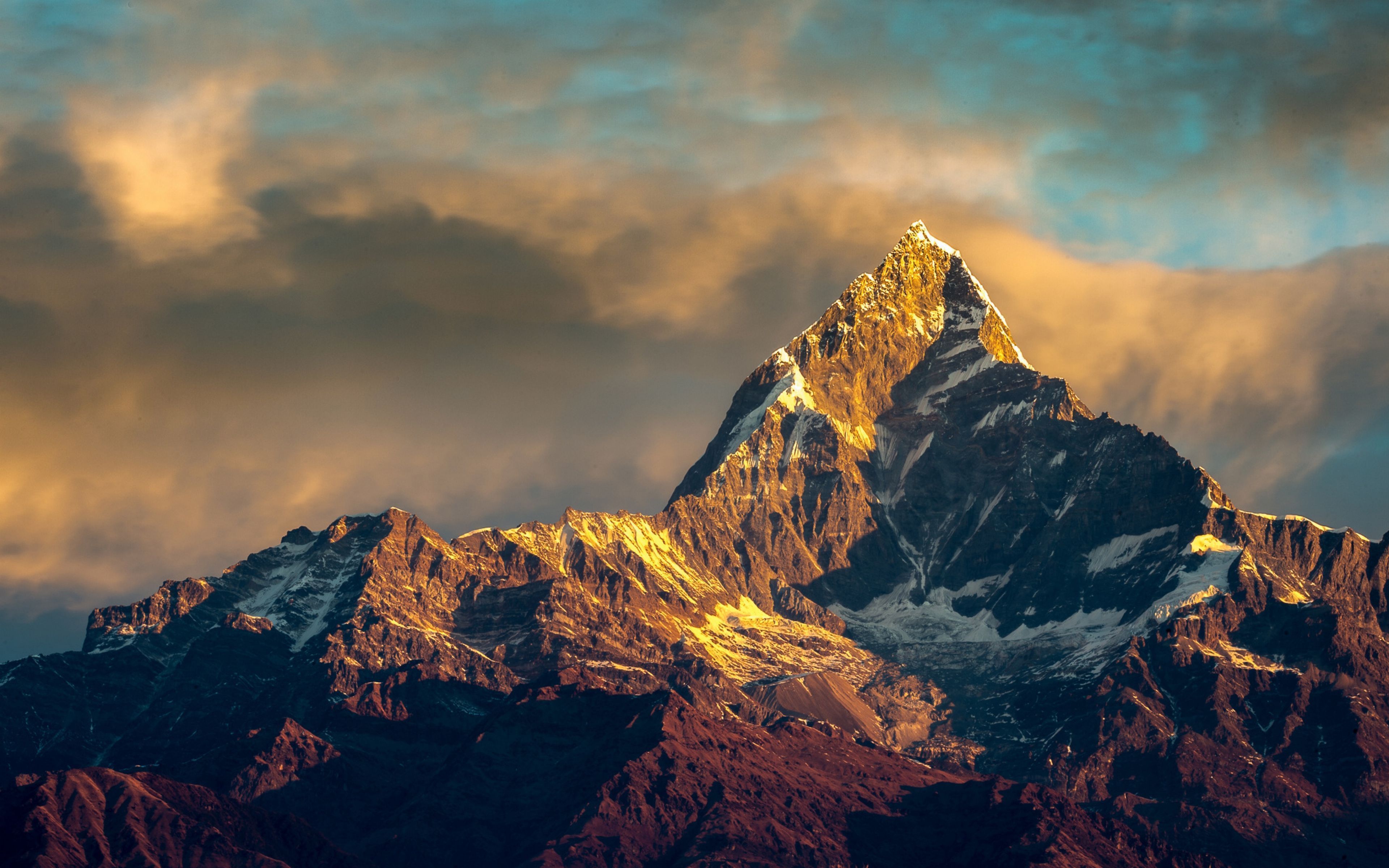 HD Background Annapurna Mountain Nepal Himalayas Range Sky Sunset