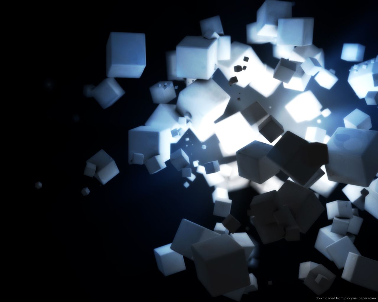 Download 1280x1024 3D Cubes Rendering With Source Of Light Wallpaper
