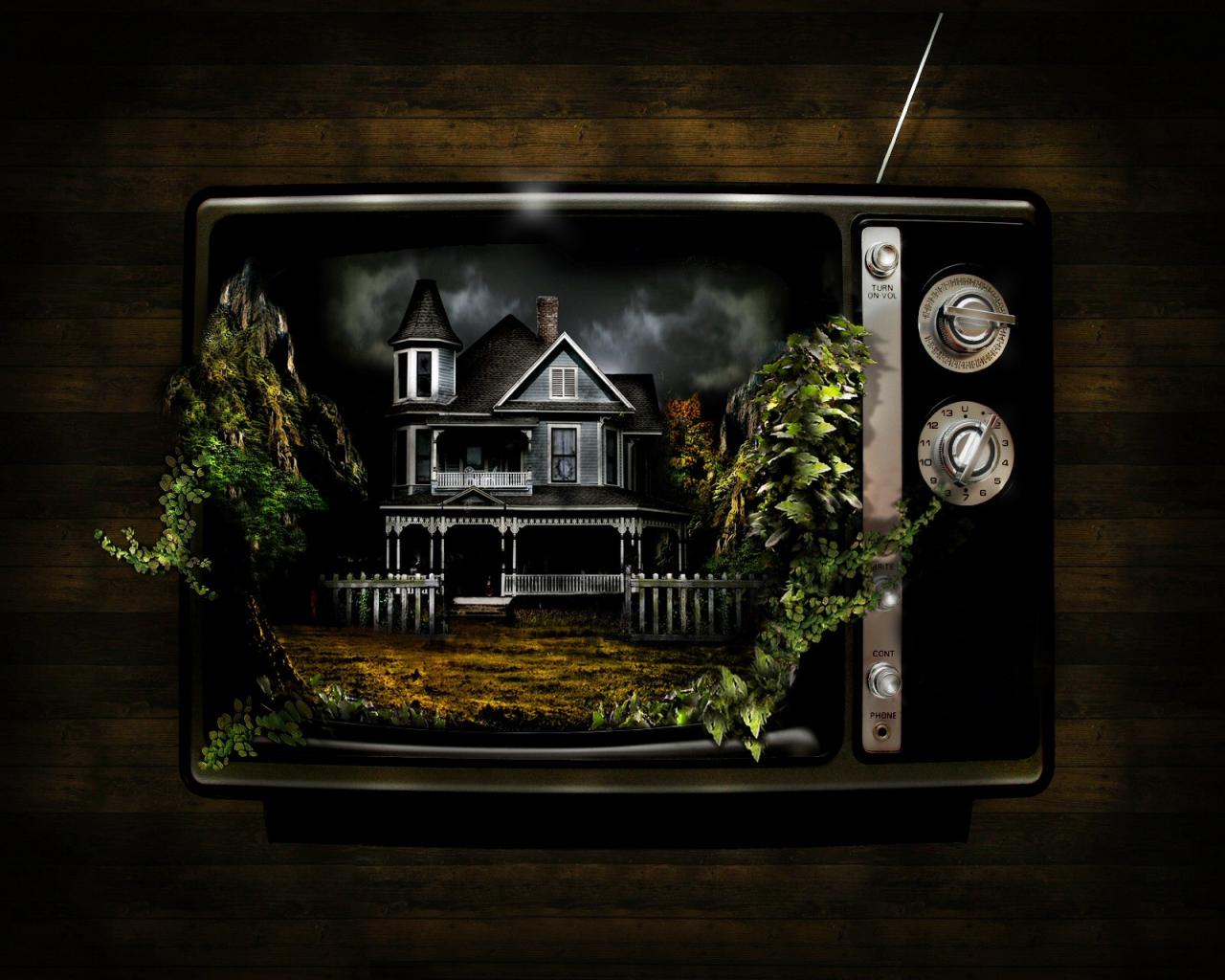 Old house in TV / 3D wallpaper Free wallpapers 1280x1024 download