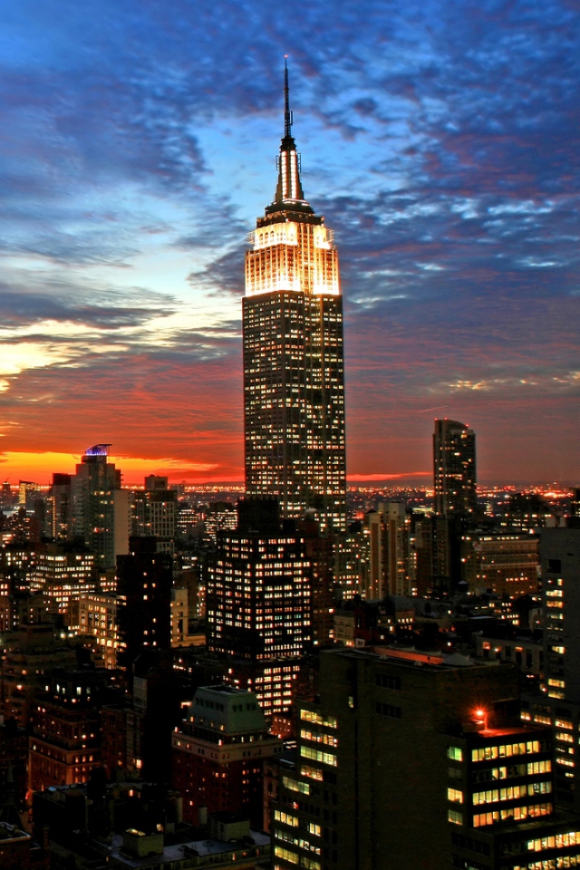 Download Wallpaper 640x960 Skyscraper, New york city, Empire state ...