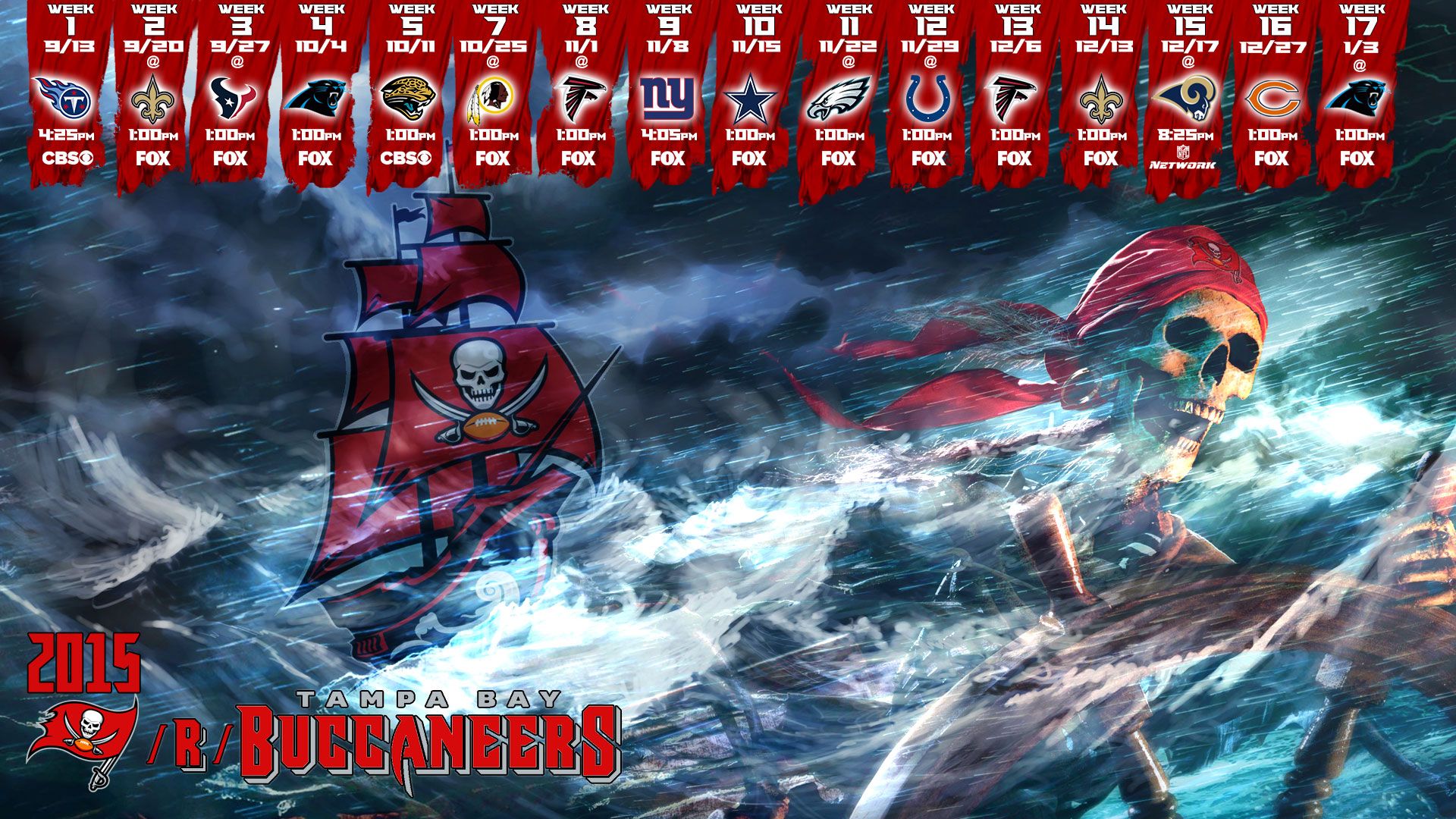 AS REQUESTED Here is your 2015 / r / BUCCANEERS Schedule Wallpaper