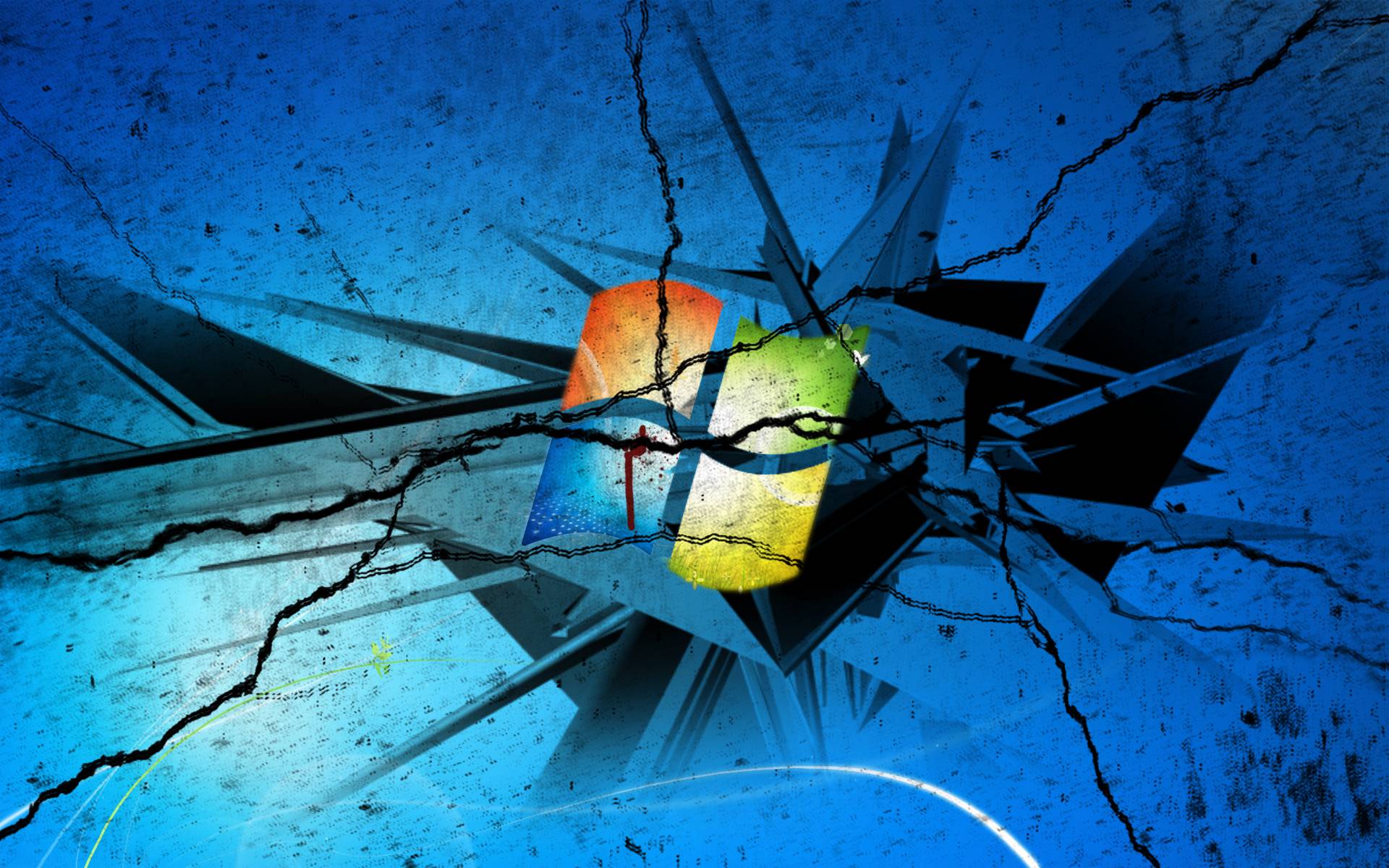 HD Broken Cracked Screen Windows 7 Background Full Size ...