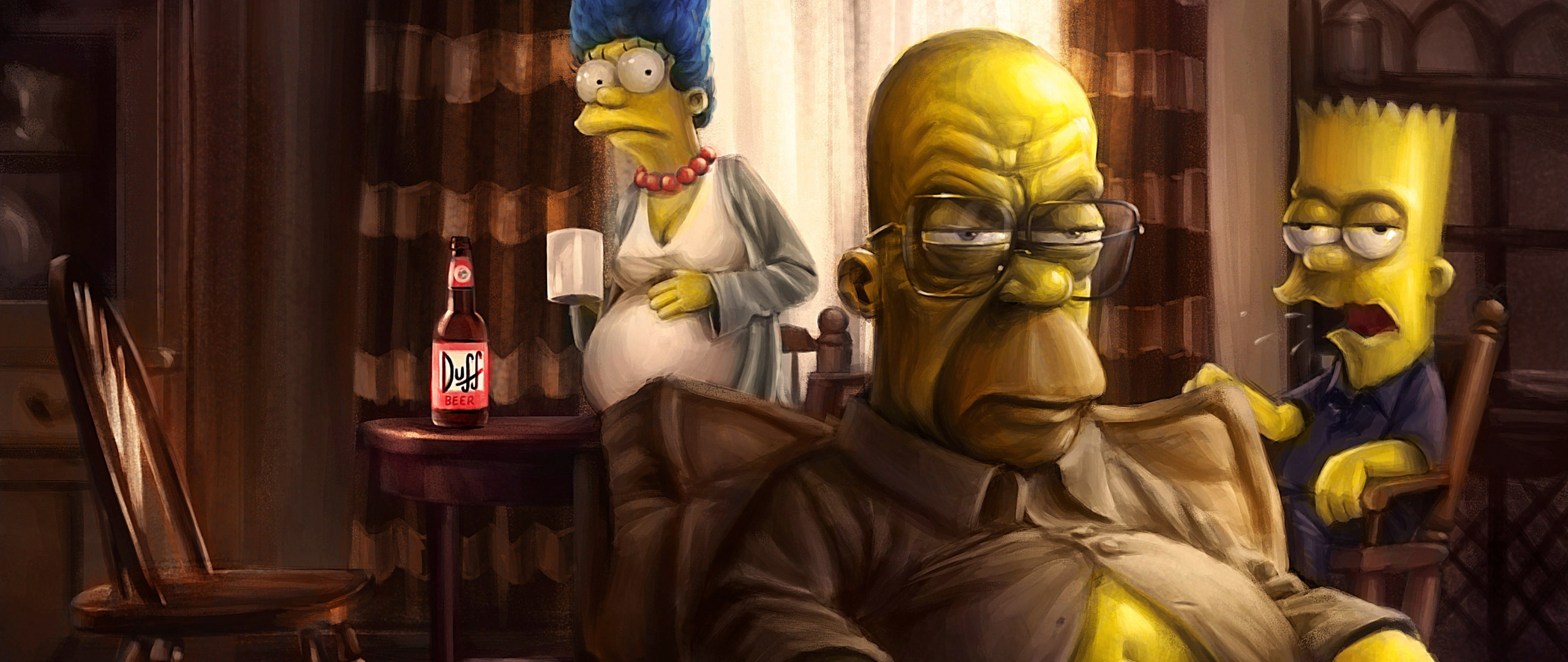 Download Wallpaper 2560x1080 The simpsons, Homer, Marge, Bart, Art ...