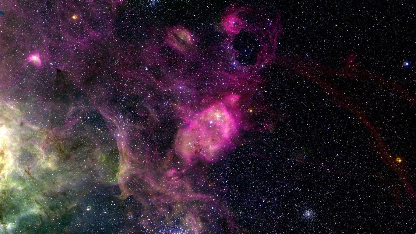 1366x768 Space purple nebula Wallpaper