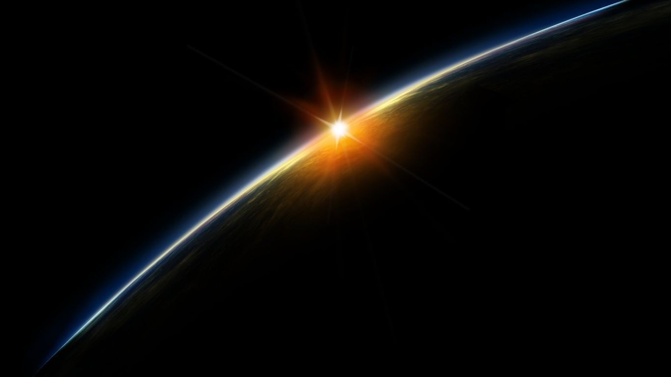 1366x768 Sunrise from space desktop PC and Mac wallpaper