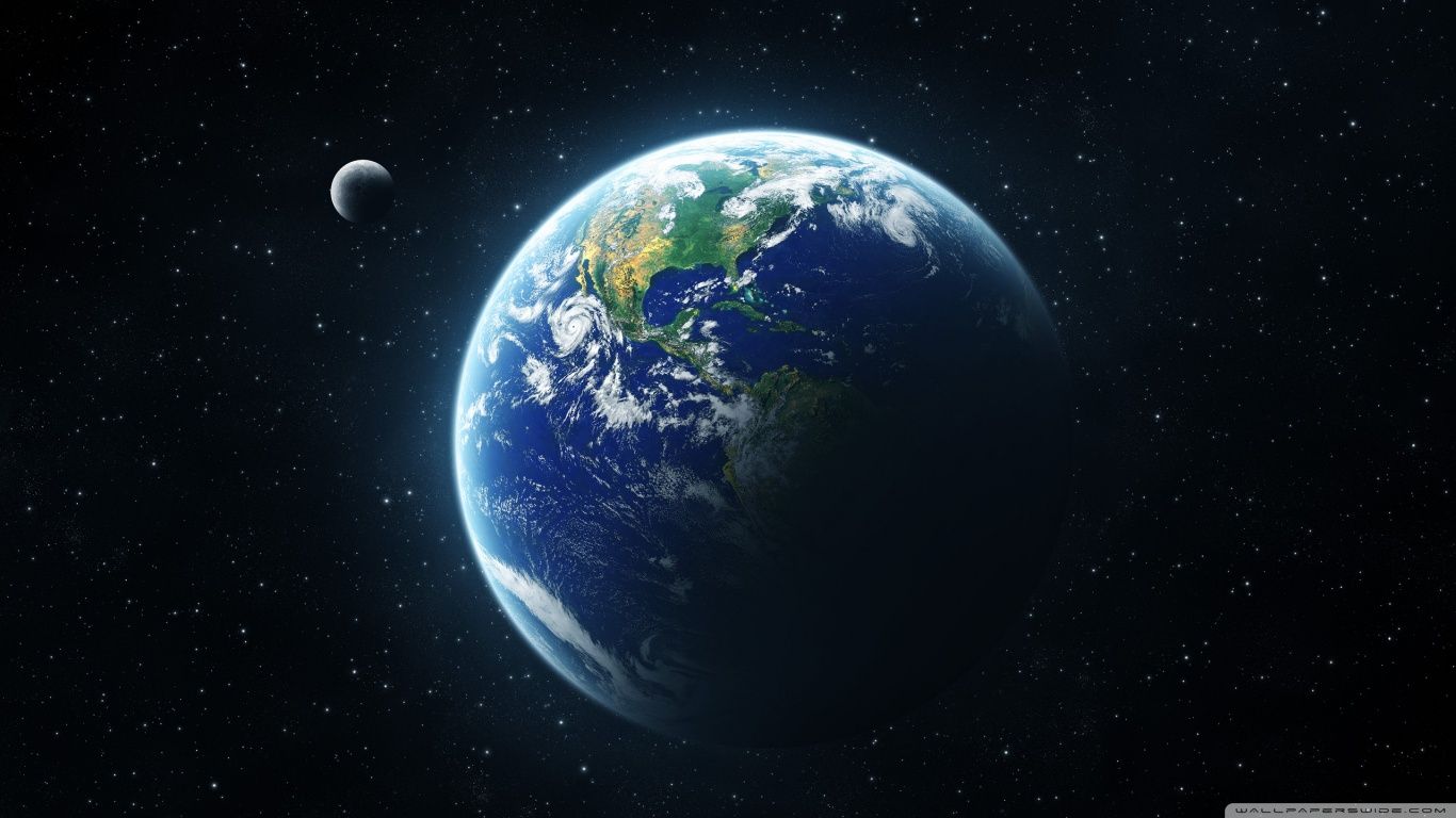 Earth And Moon From Space HD desktop wallpaper : High Definition ...