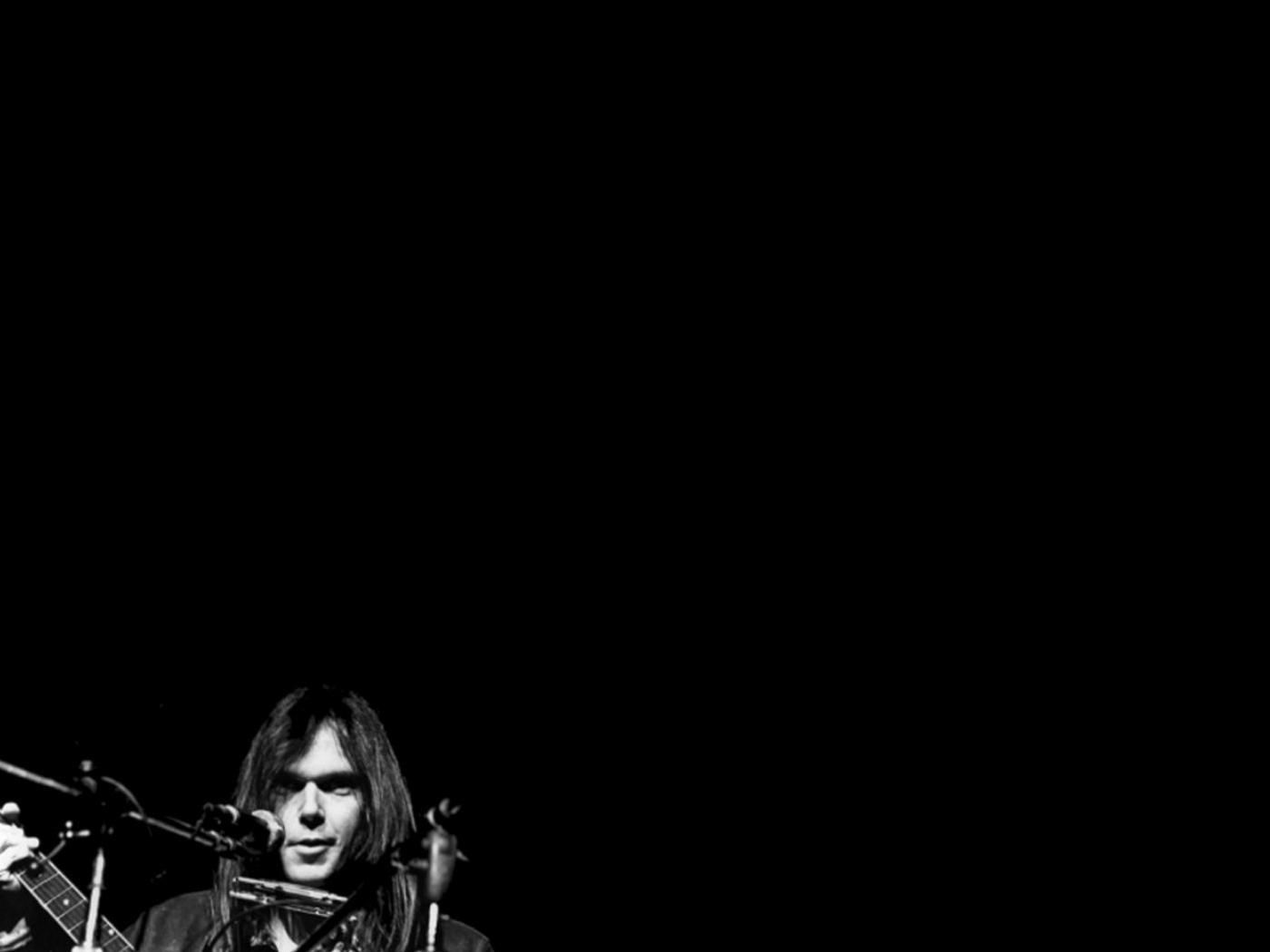 Grayscale Neil Young Black Background #9Cbg