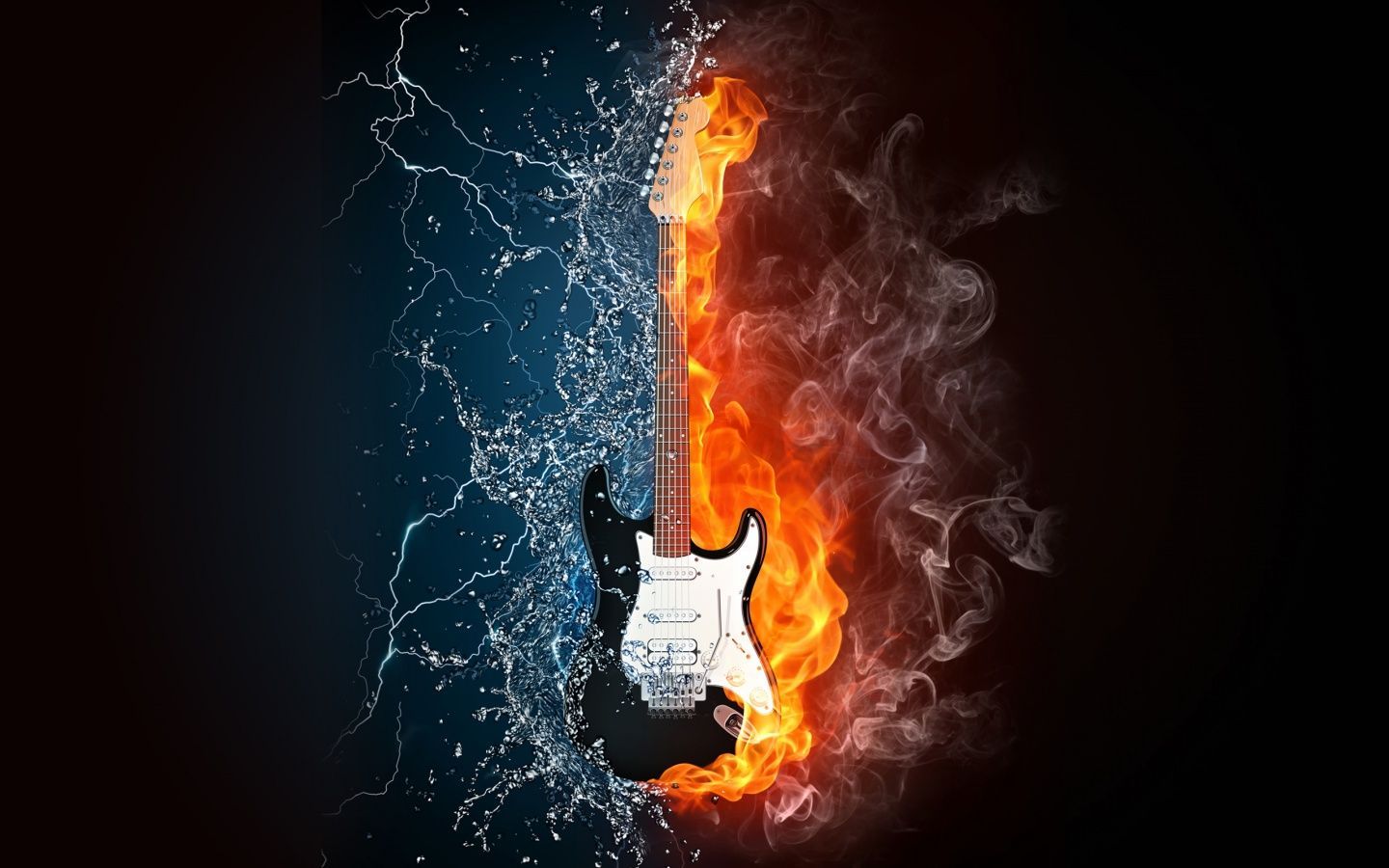 1440x900 Fire Water Guitar Wallpaper