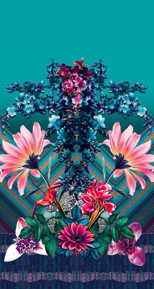 Blue turquoise pink tropical flowers botanical art iphone phone ...