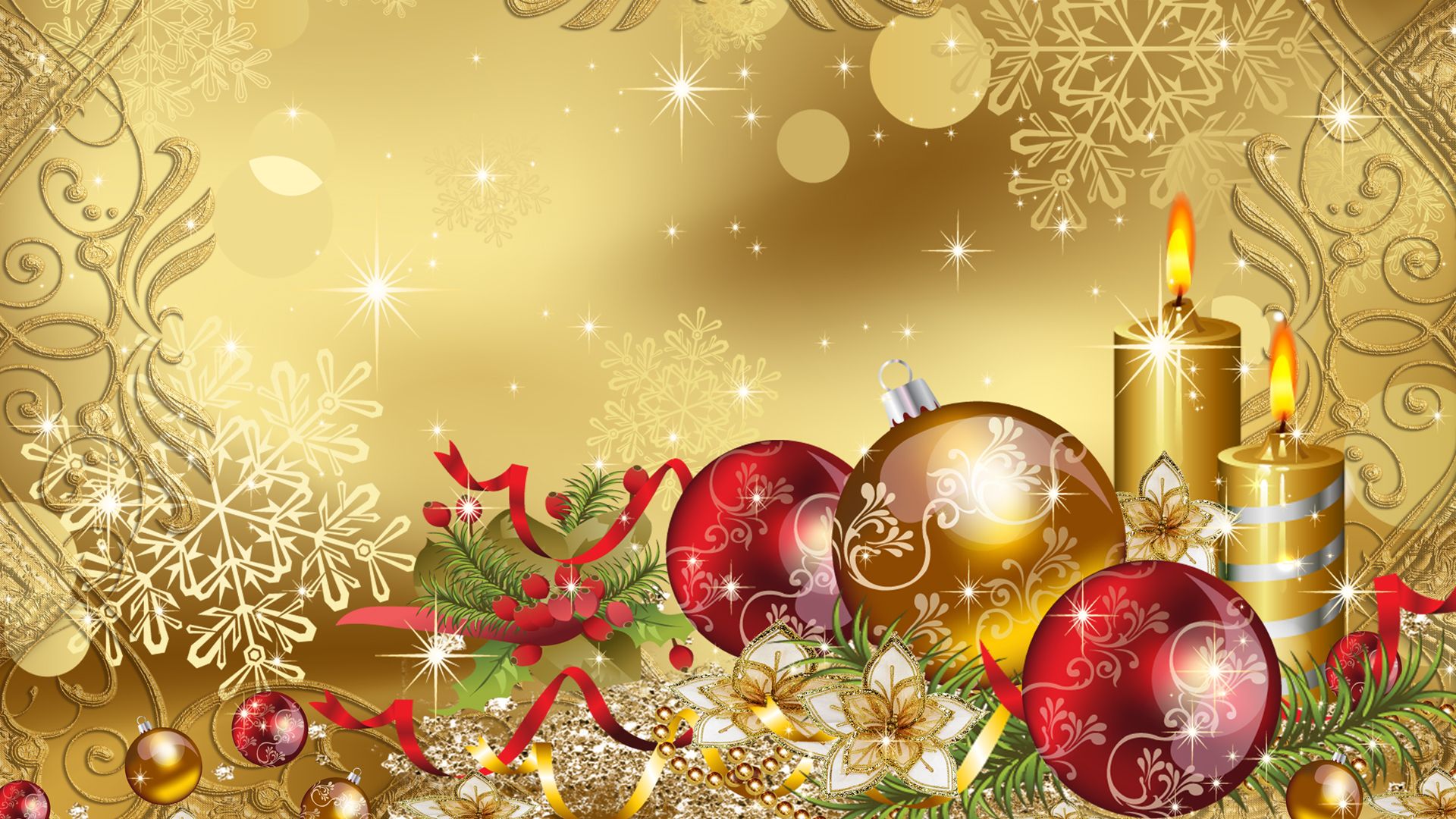 Gold Christmas HD Desktop Wallpaper | HD Desktop Wallpaper