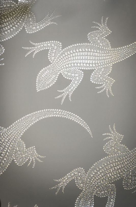 Komodo Lizard Wallpaper in Grey and Silver