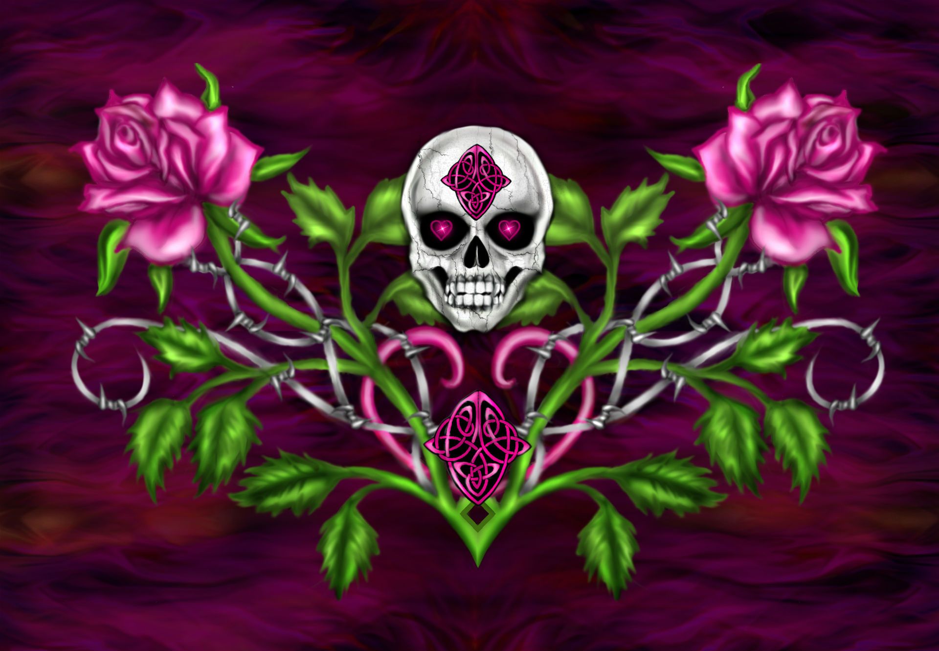 Dark horror gothic skull flowers occult art wallpaper | 1920x1330 ...