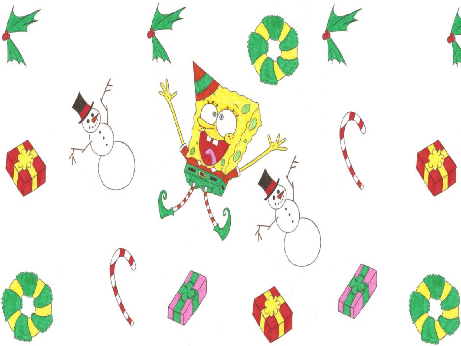 Spongebob Christmas Desktop Wallpaper - 1600x1200 - 182409