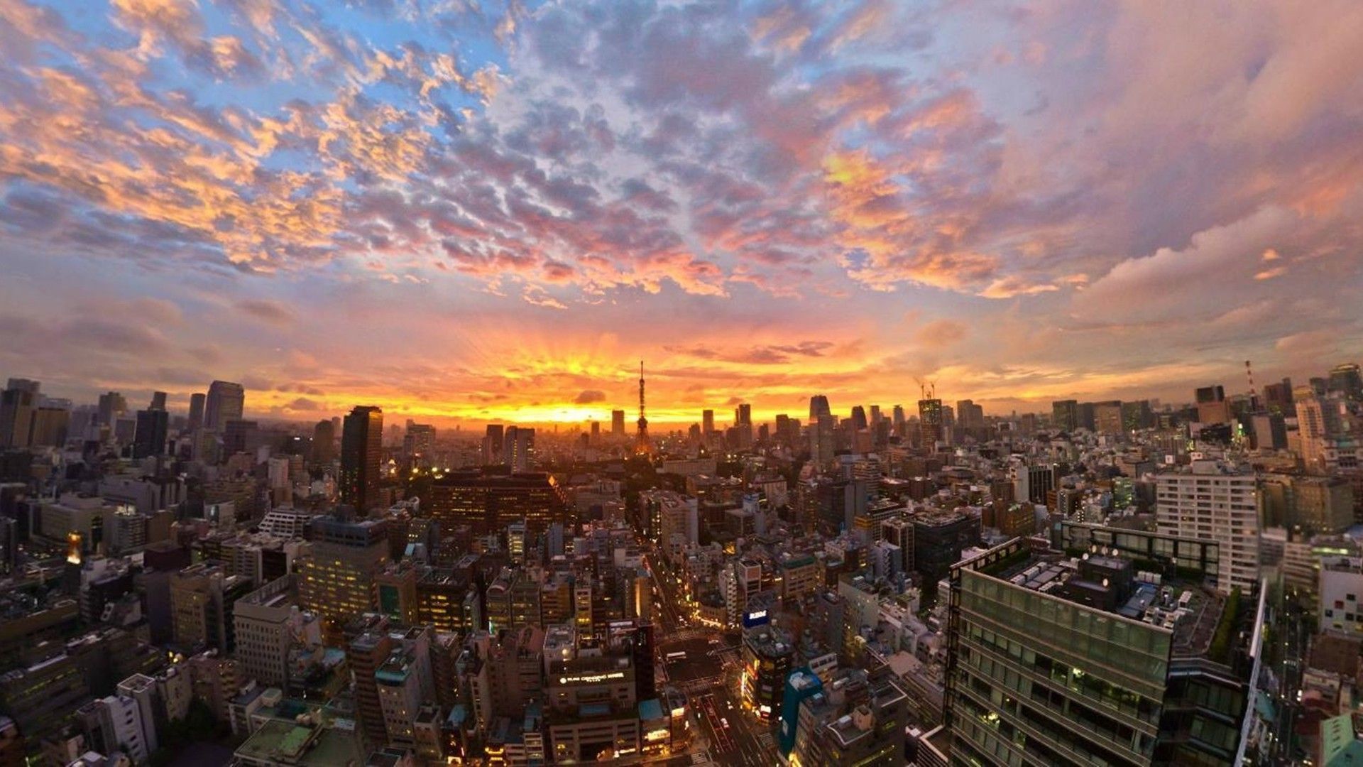 Sunset japan clouds landscapes tokyo cityscapes golden wallpaper ...