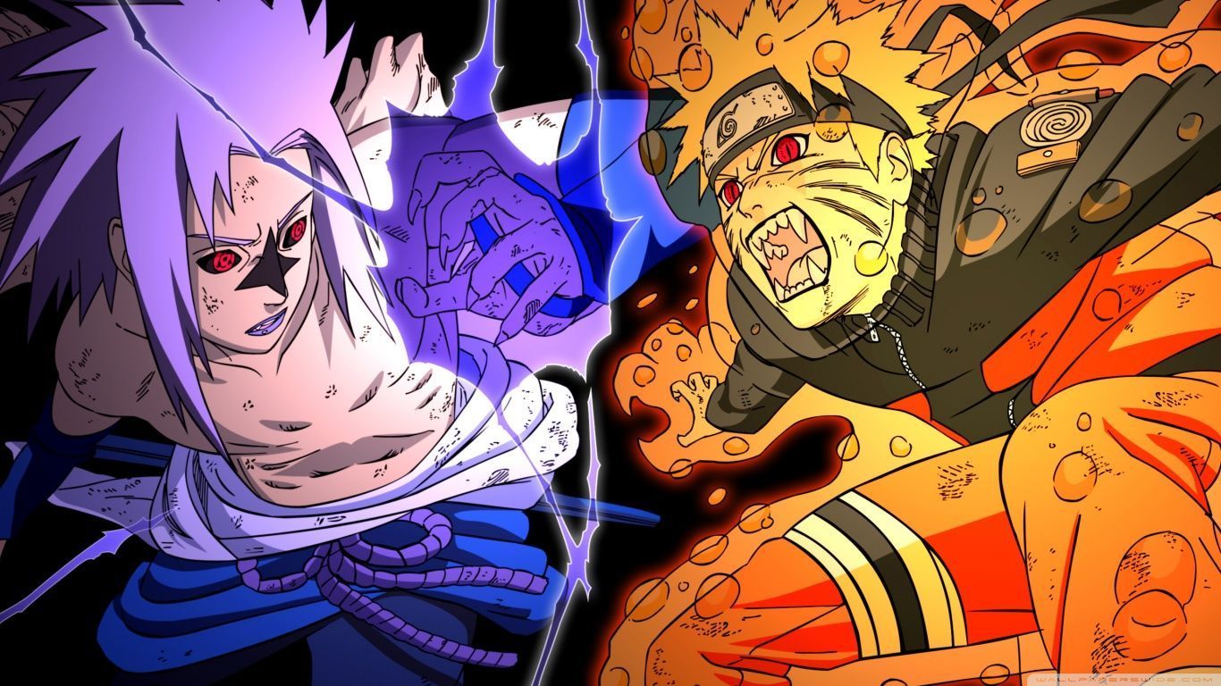 Naruto vs Sasuke - Fighting HD desktop wallpaper Widescreen