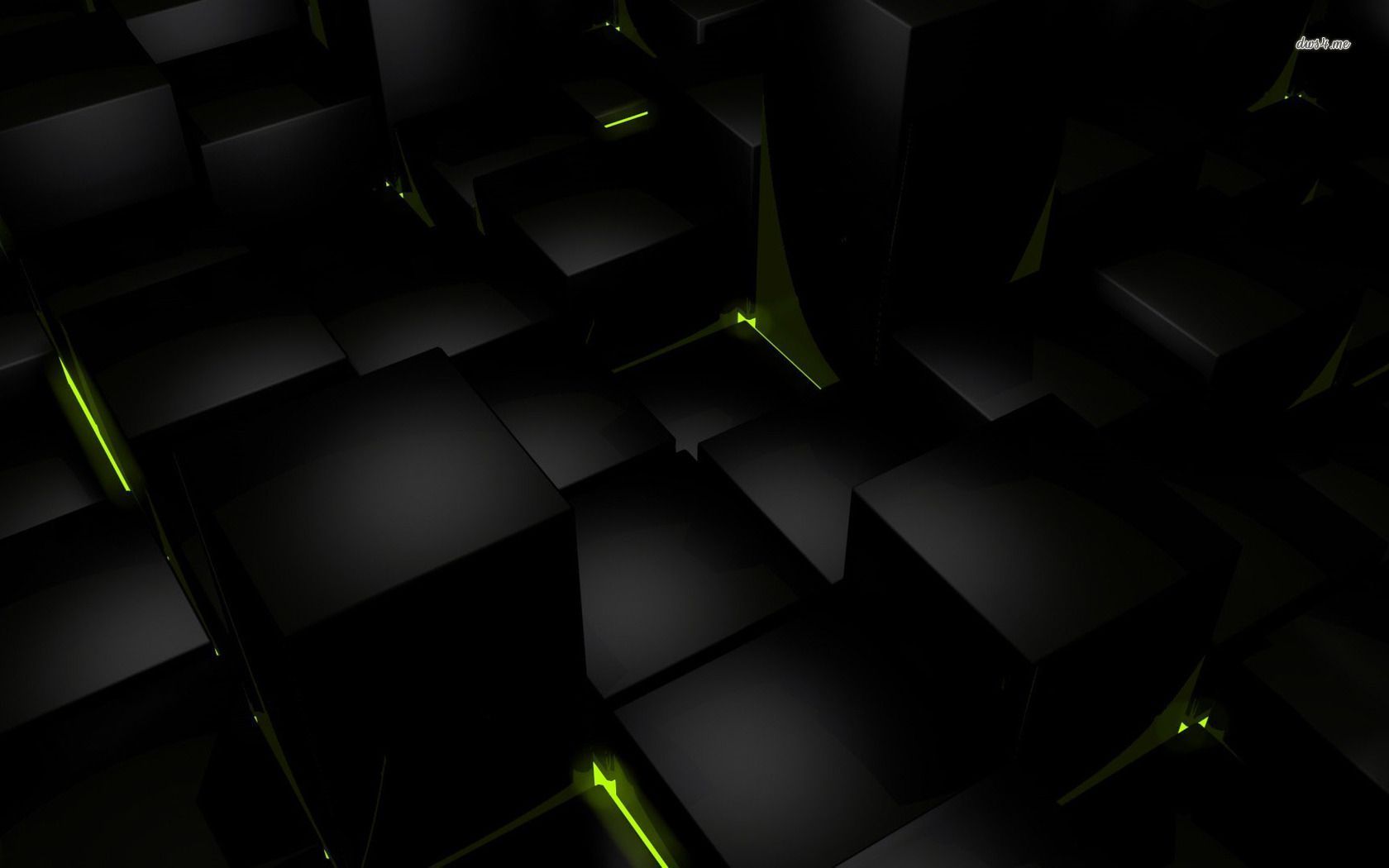 Black cubes with green lighting wallpaper - 3D wallpapers - #11242