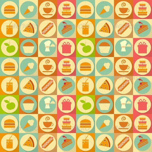 Flat Food Seamless Background GraphicRiver