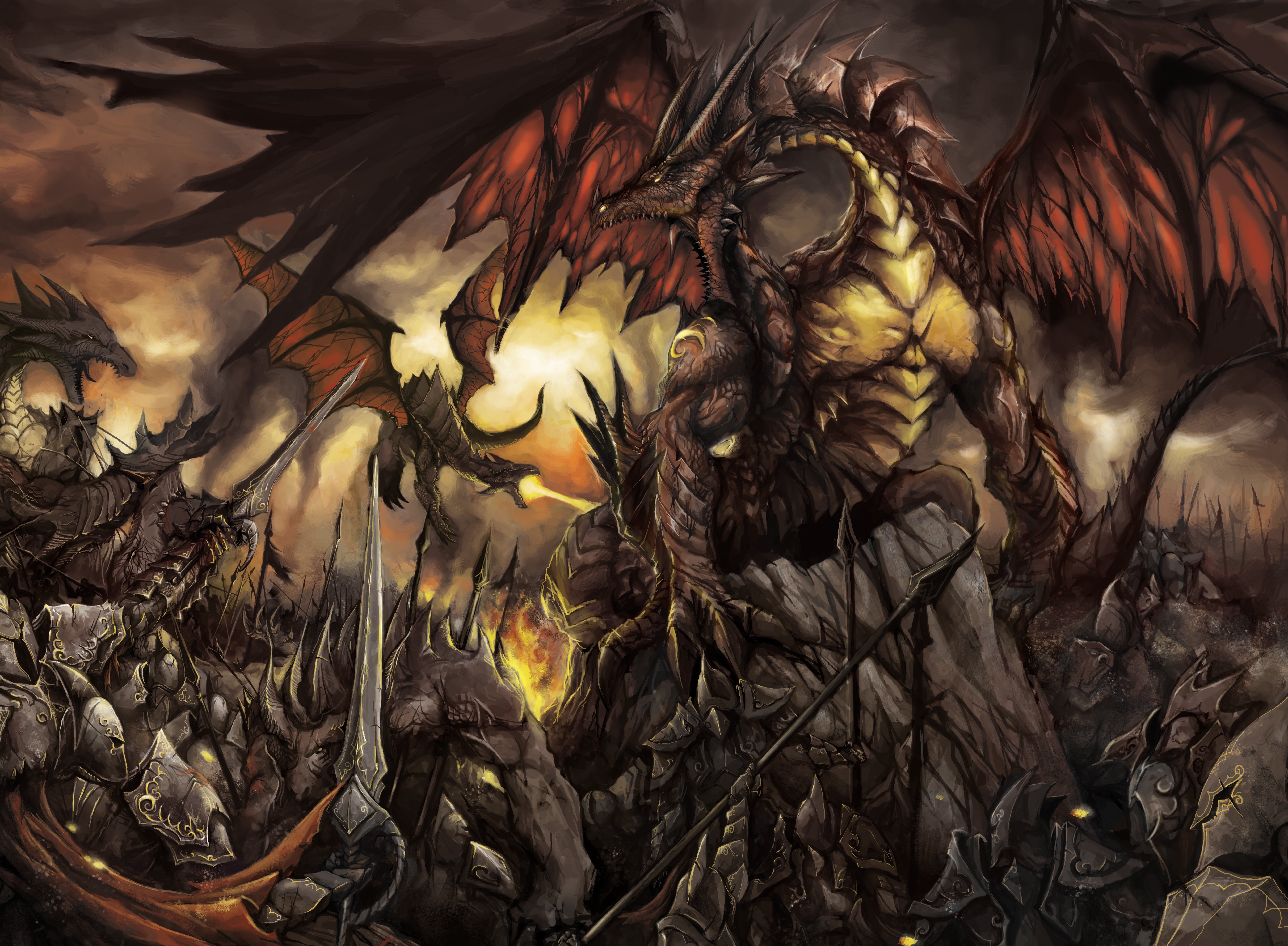 Download wallpaper dragon war, fantasy, art, dragon, wings, jaws ...