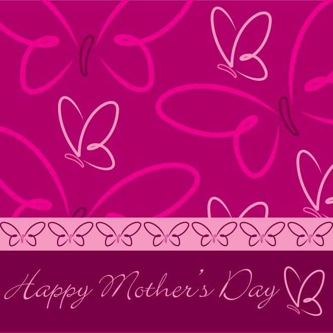 Vector Happy Mother day Pink butterfly background | Free Vector ...