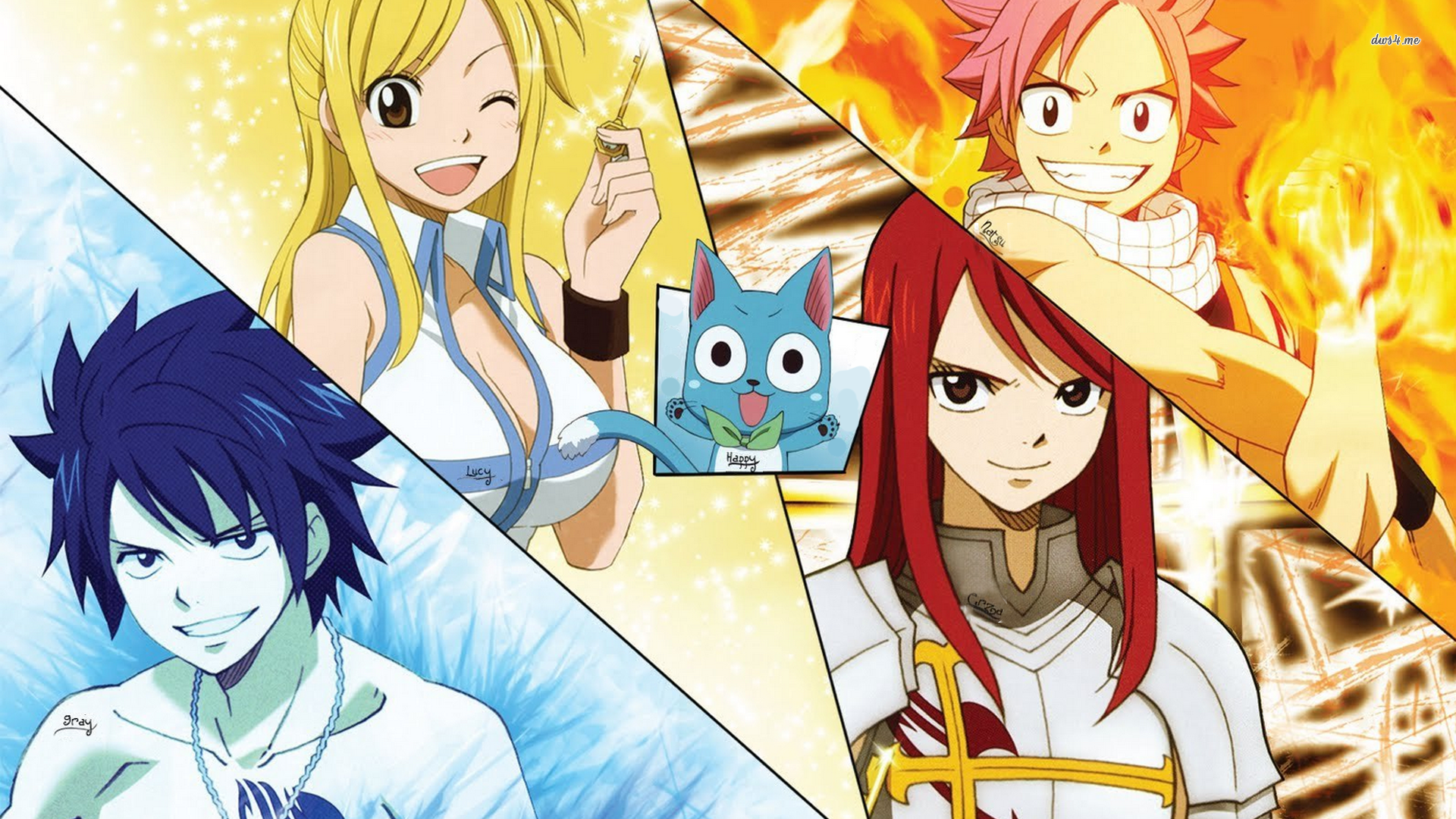 HD Fairy Tail Natsu, Lucy, Erza and Gray HD 1080p Wallpaper Full ...