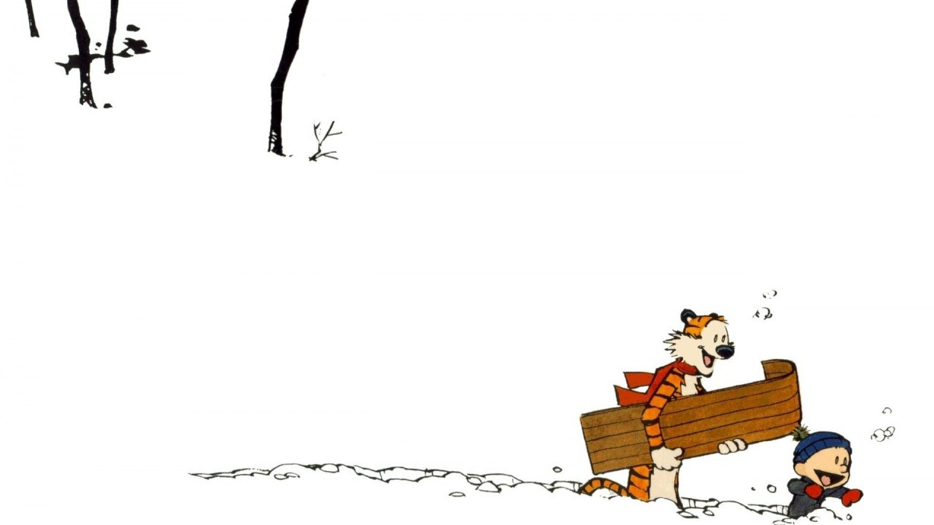 Cartoons winter Calvin and Hobbes wallpaper 1920x1080 184924