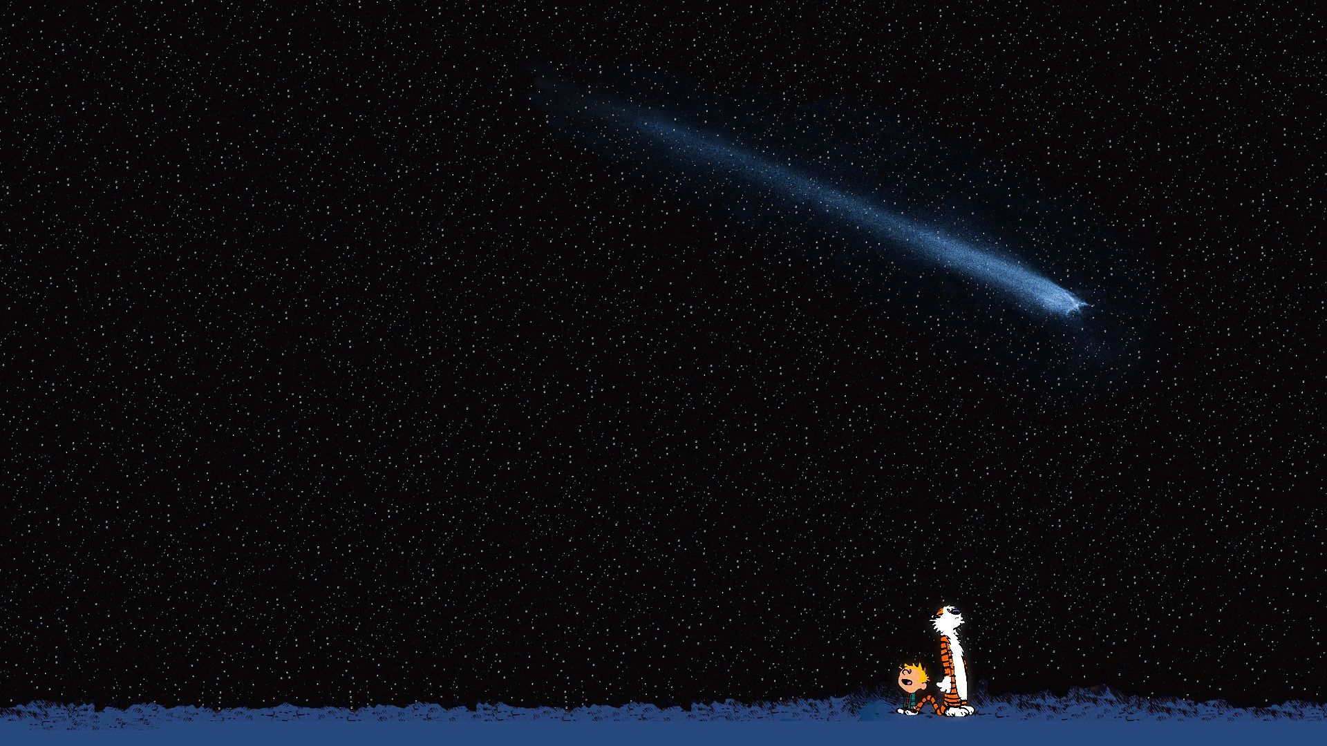 Calvin And Hobbes Looking At The Night Sky HD Wallpaper ...