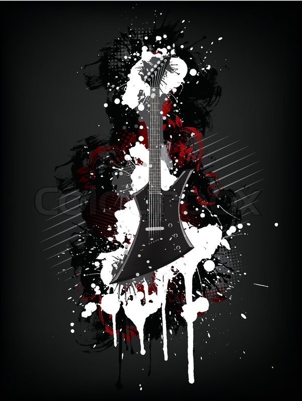 Electric Guitar With Abstract Swirl isolated on Black Background ...