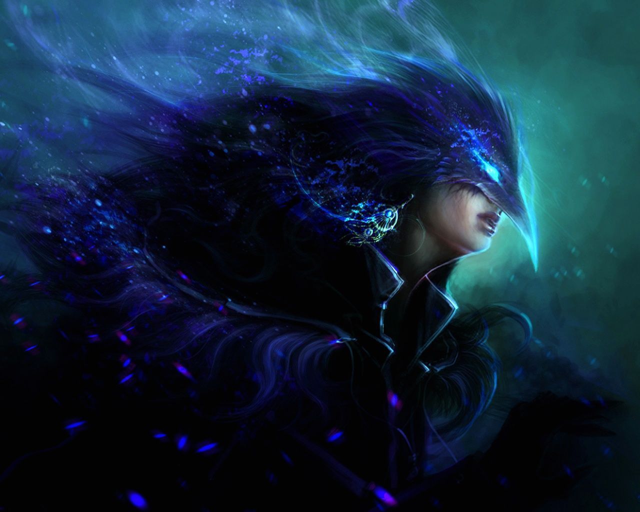 Download Dark Blue Fantasy Women Crunch Wallpaper 1280x1024 | Full ...