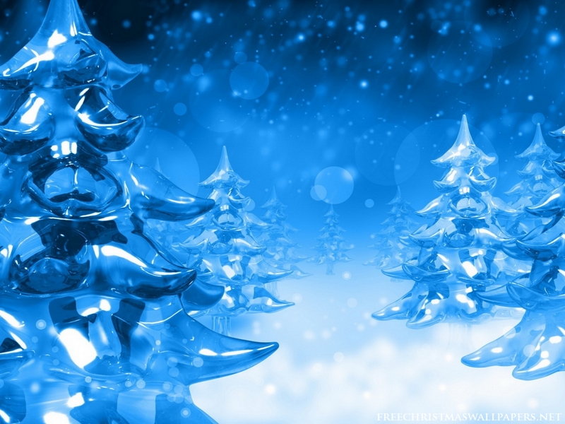 Frozen and Icy XmasTrees Wallpaper