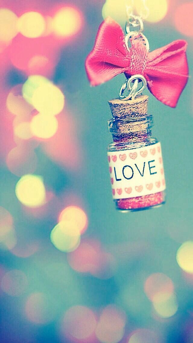 Love bows and glitter bottle wallpaper for phone and ipad