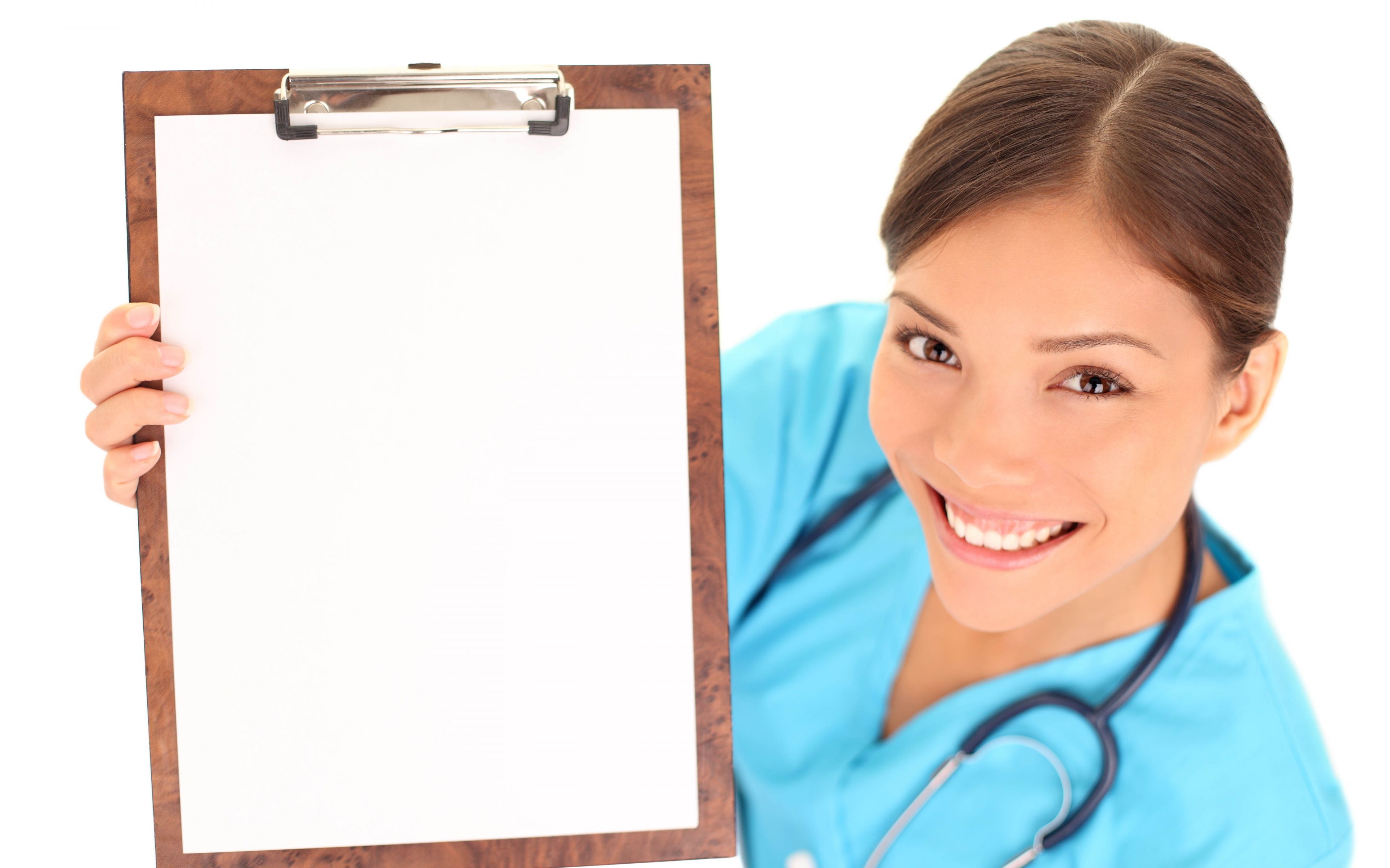 Download Wallpaper 3840x2400 Nurse result, Paper, White, Smile