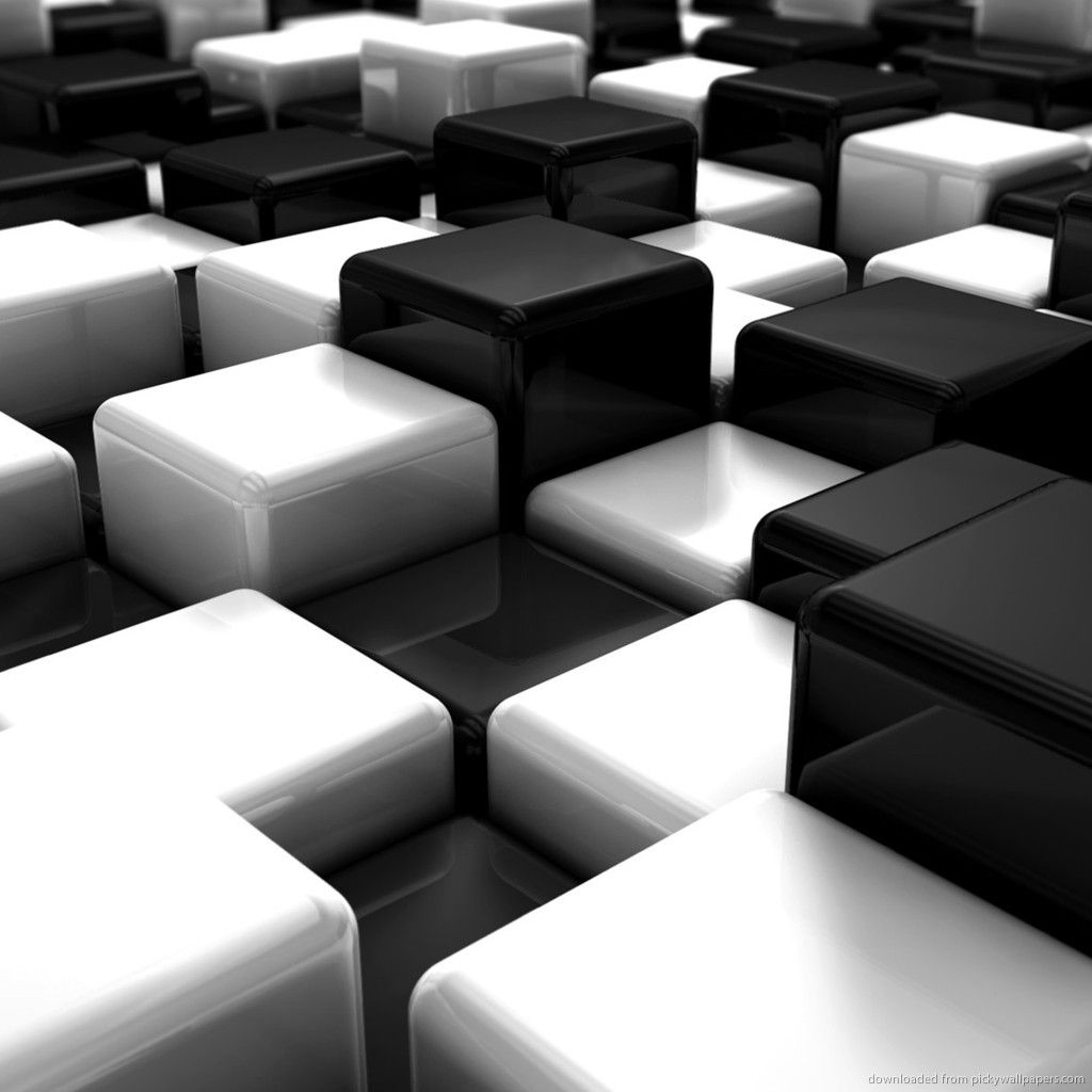 Download Black And White 3D Cubes Wallpaper For iPad 2
