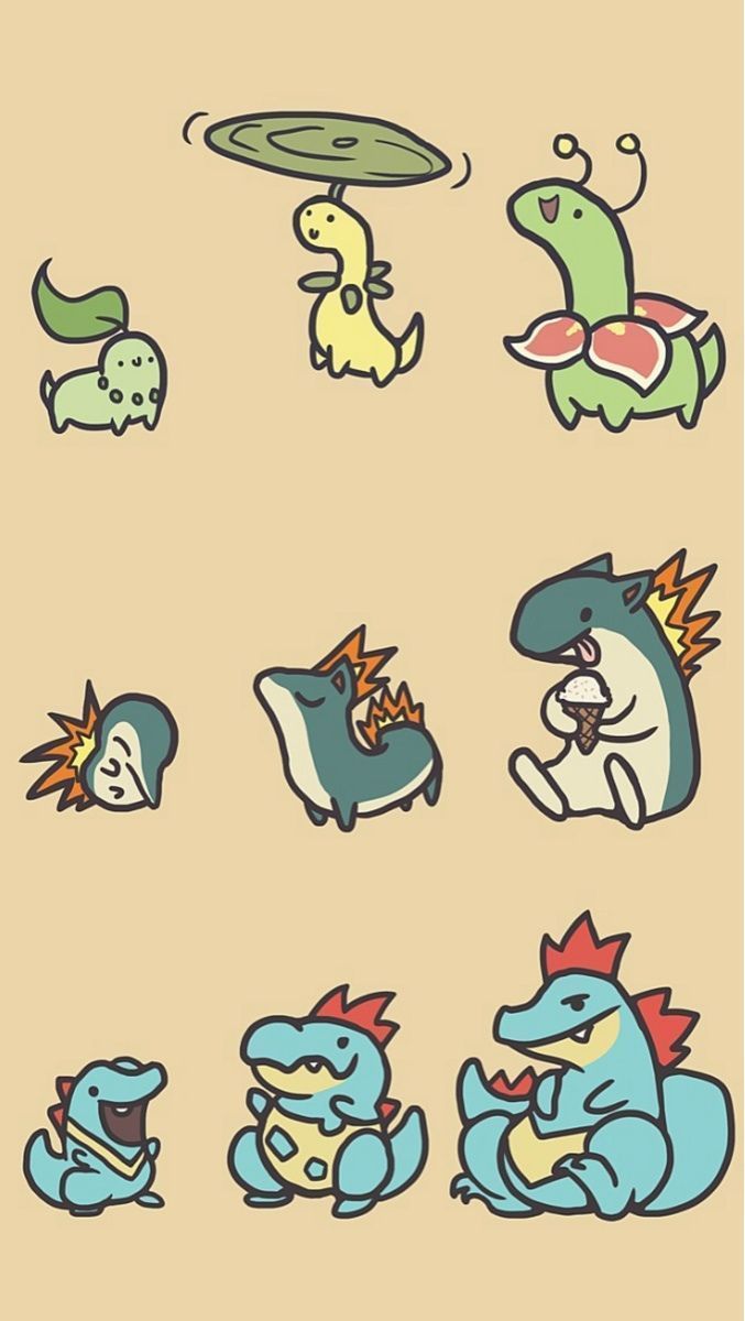 Johto starters iPhone 5 wallpaper 4 / s version in comments pokemon