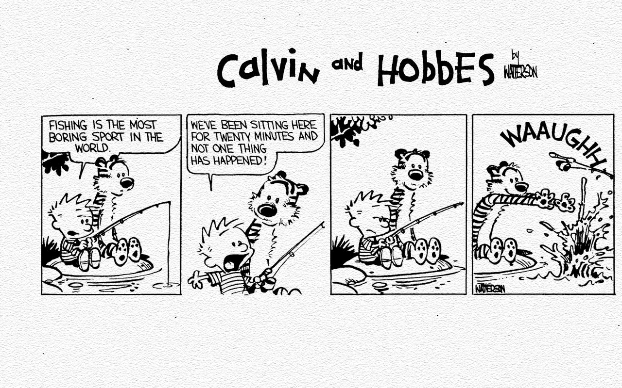 Calvin and hobbes boring fishing - High Quality and other