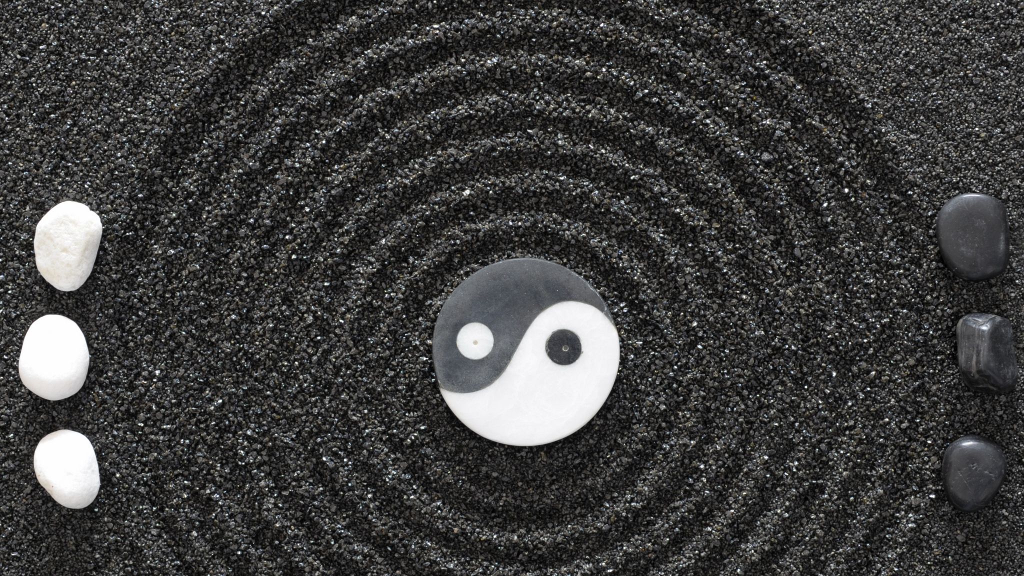 Download Wallpaper 2048x1152 Yin yang, Stones, Earth, Symbol