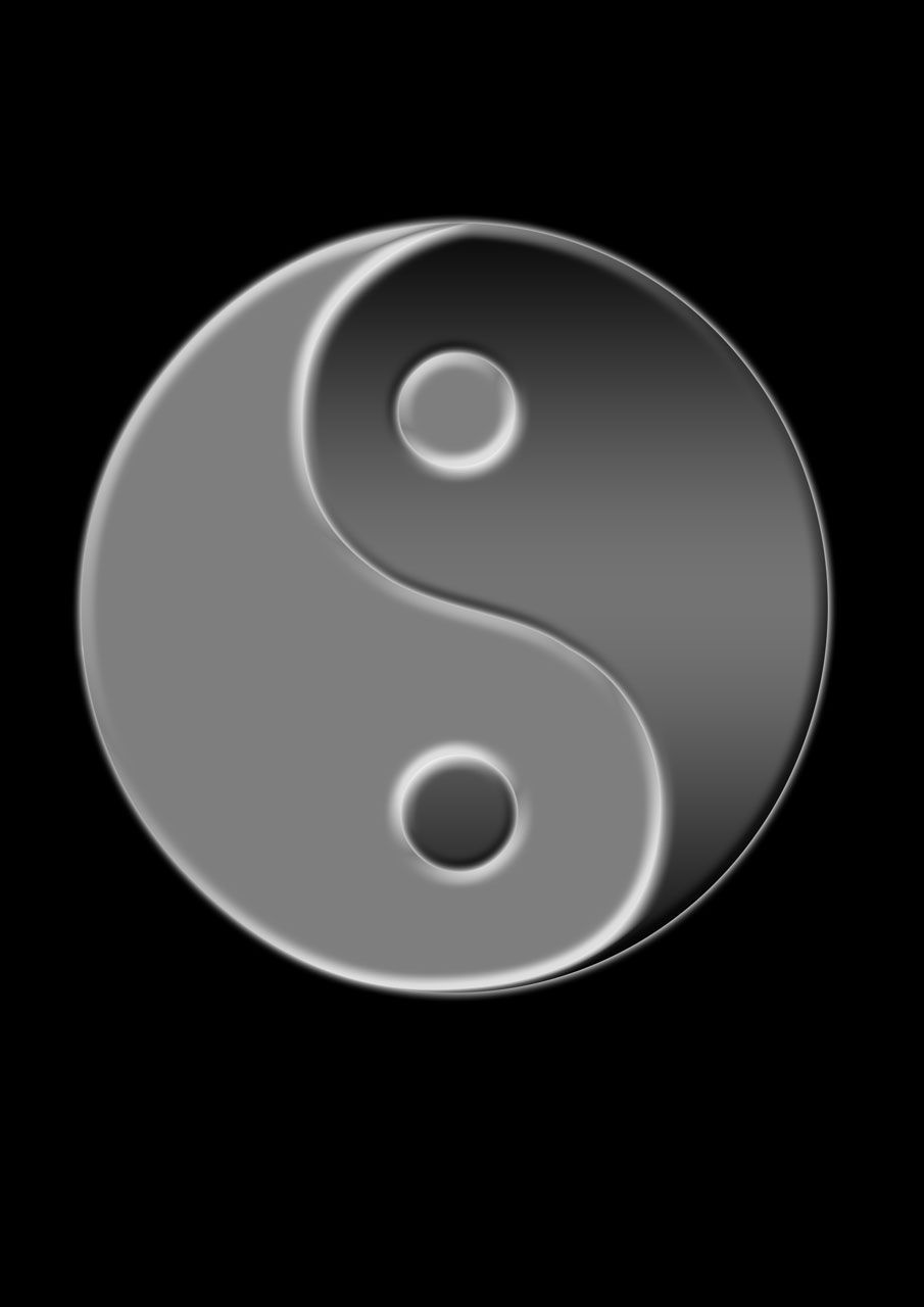 Public domain image - free picture of yin yang on black background