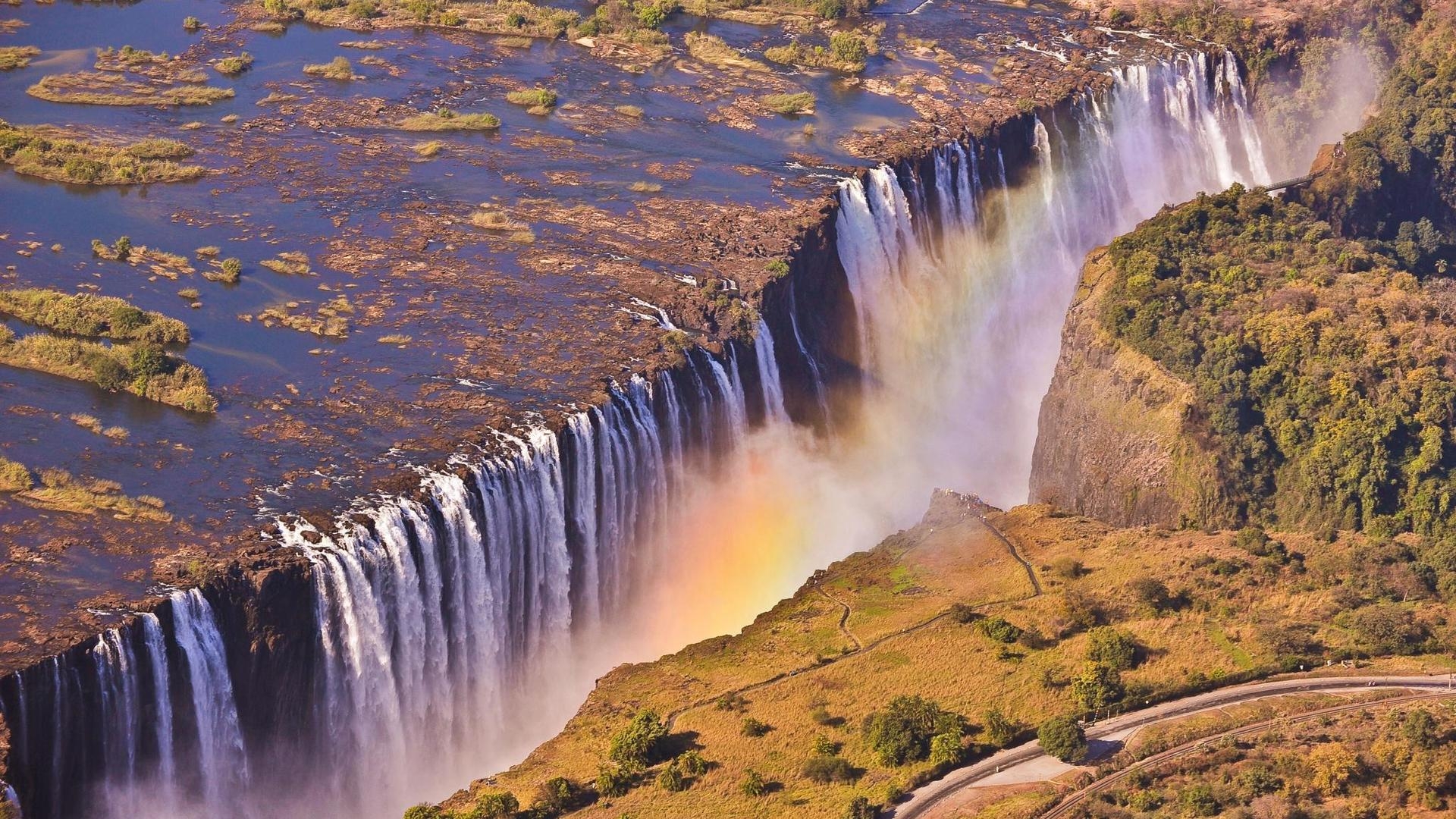 Waterfalls nature landscapes rivers roads spray slpash africa ...