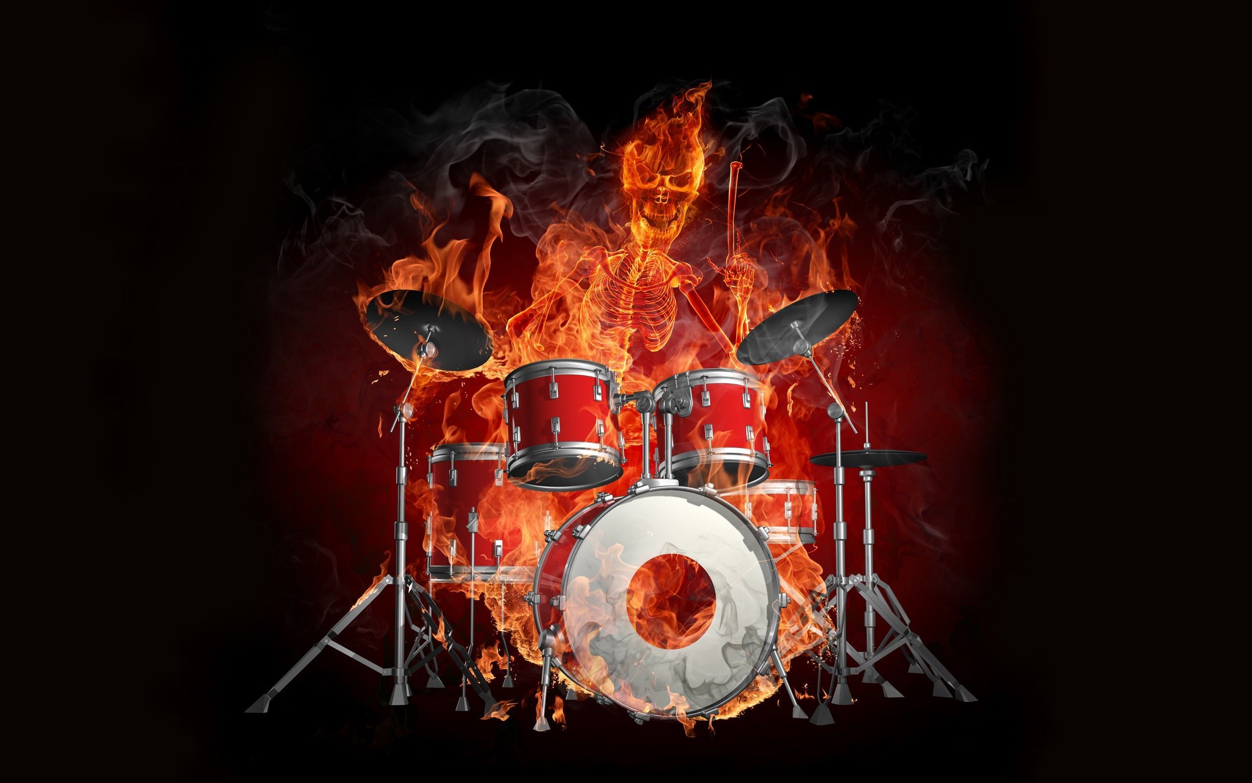Download Animated Flames Fire Drums Music Wallpaper Black ...