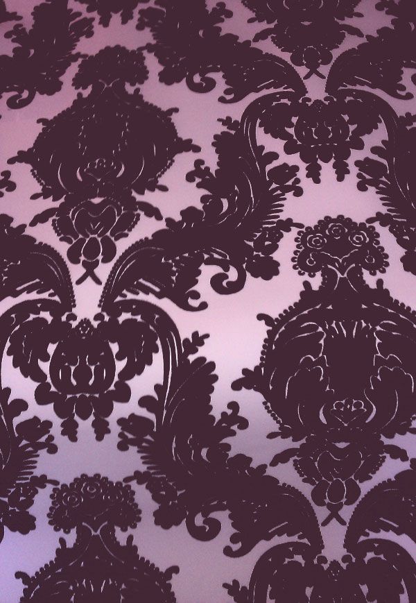 Victorian Flocked Velvet Wallpaper - Tone on Tone Purple WFLO