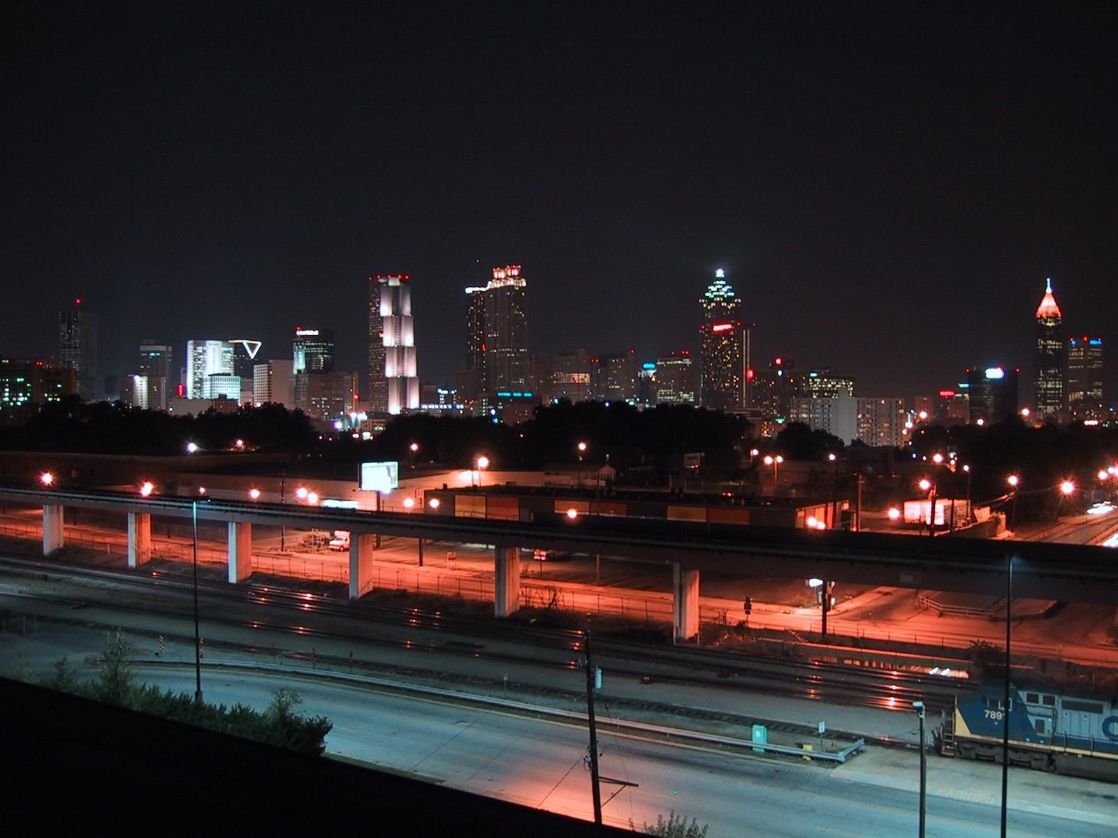 Free photograph; downtown, skyline, night