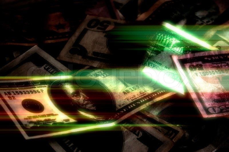 Abstract green glowing cash money background with copyspace ...