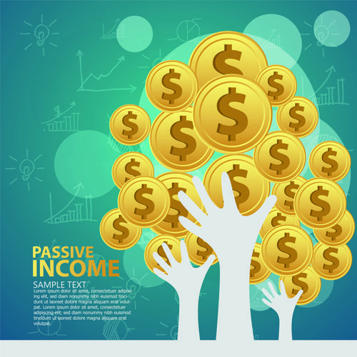 Creative passive income money background vector 01 - Vector