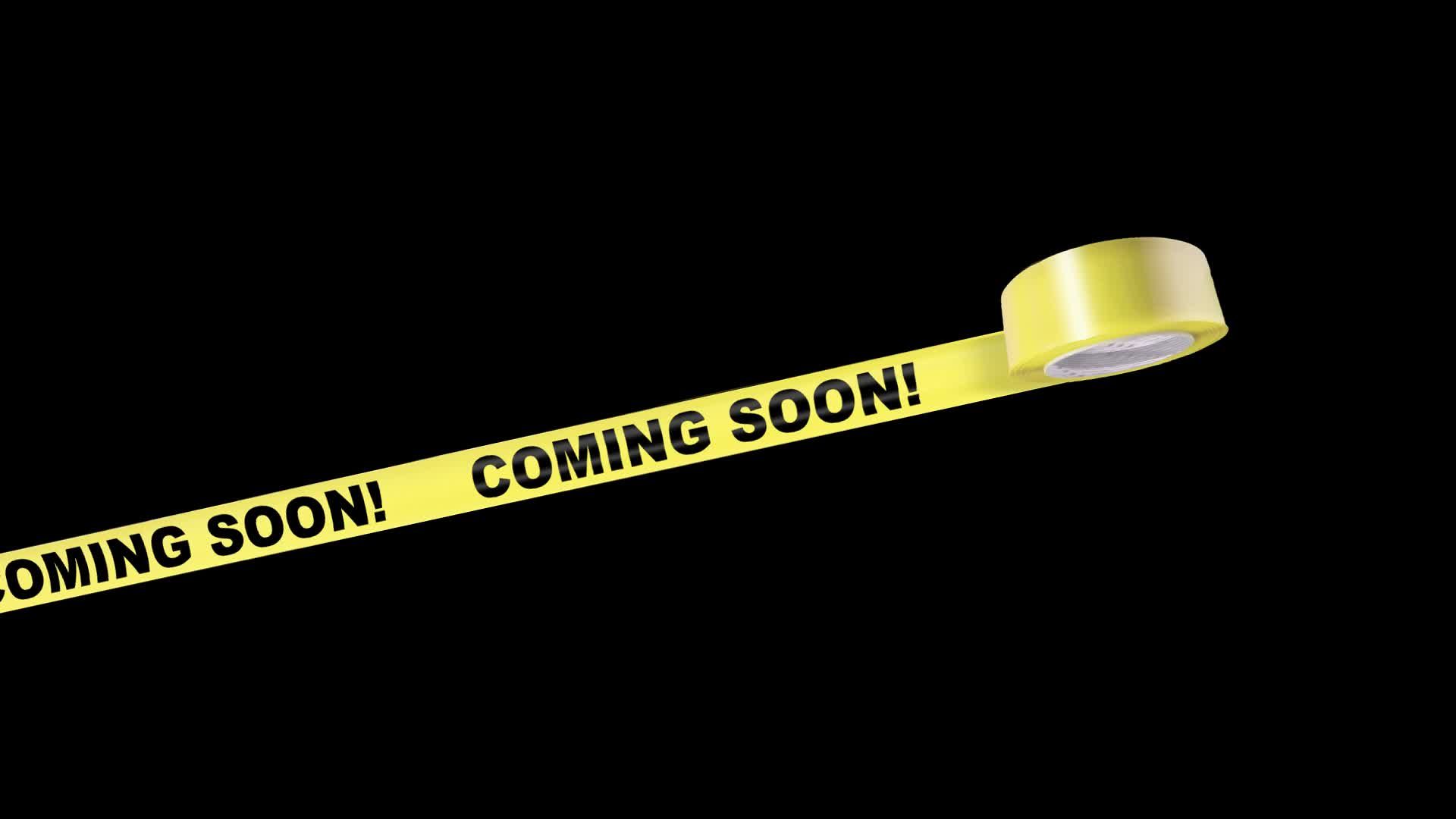 Coming Soon Caution Tape Animation With Alpha Stock Video 23142759