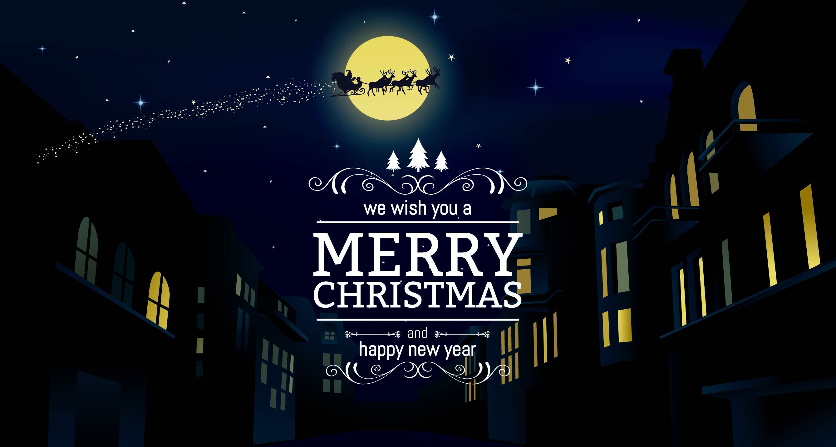 Merry Christmas and happy new year city night background