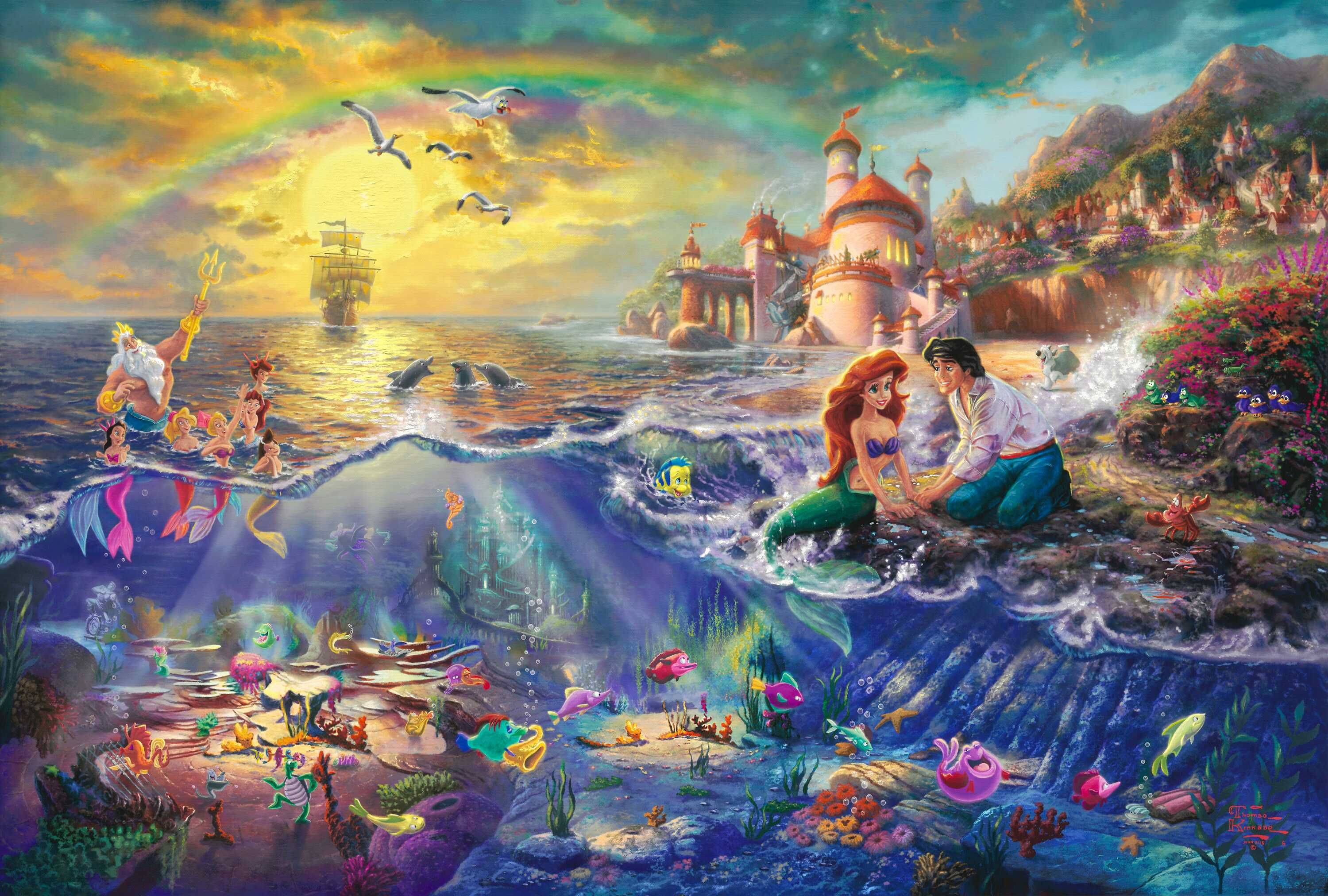 The Little Mermaid Thomas Kinkade painting Disney Princess Ariel ...