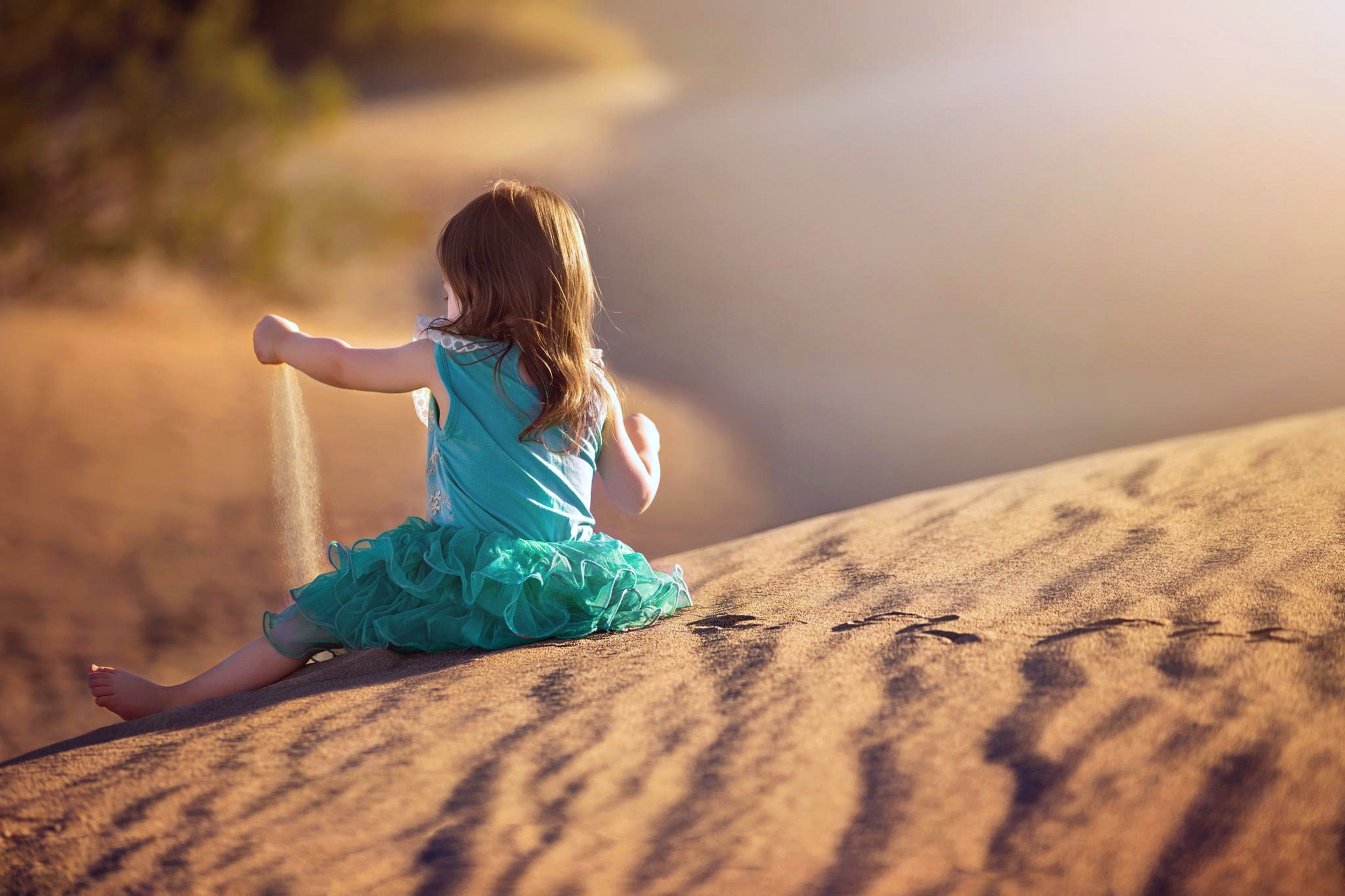 Sand little girl desert kids happy play joy funlandscapes nature ...