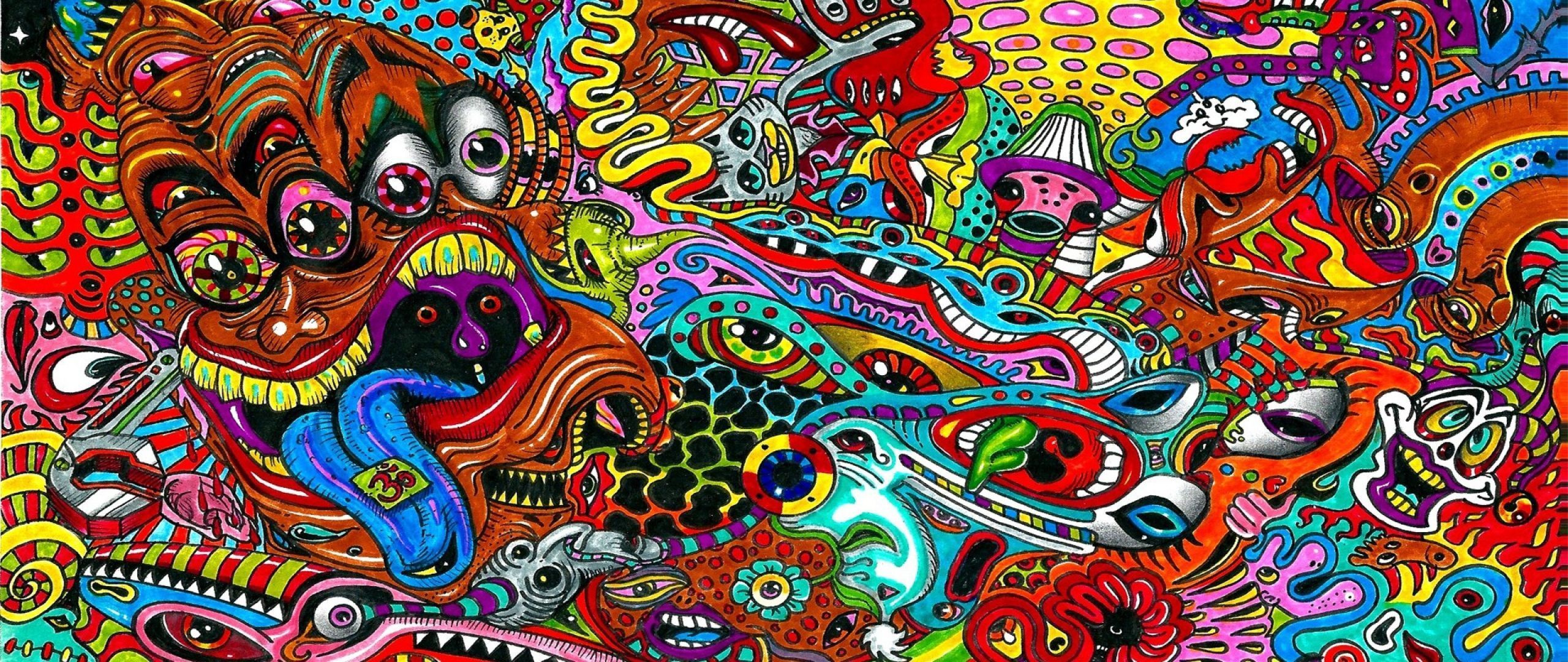 Download Wallpaper 2560x1080 Drawing, Surreal, Colorful ...