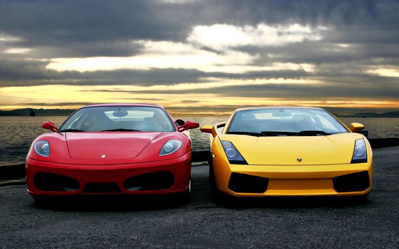 Gallardo Yellow With Red Ferrari Wallpaper 1280×800 - Lamborghini ...