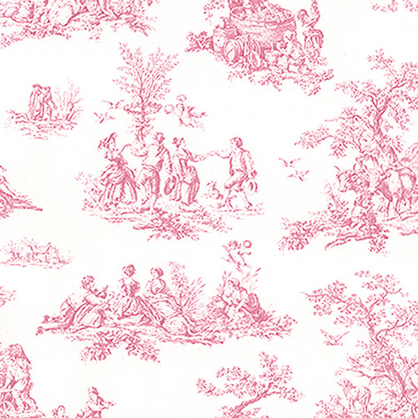 PRETTY PRINTS 3, PINK FRENCH COUNTRY SIDE TOILE WALLPAPER - PP27801