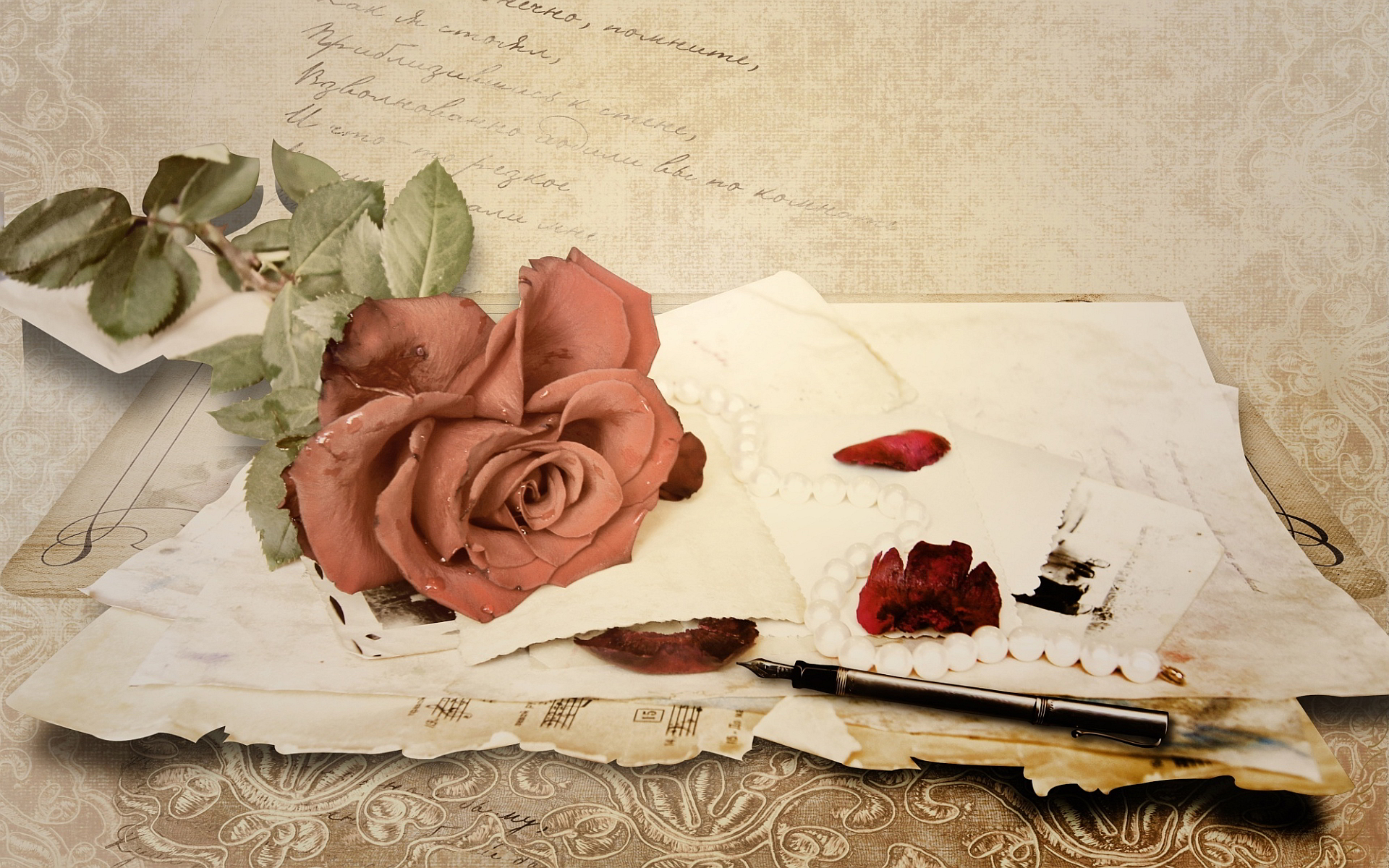 Rose love letter Wallpapers Pictures